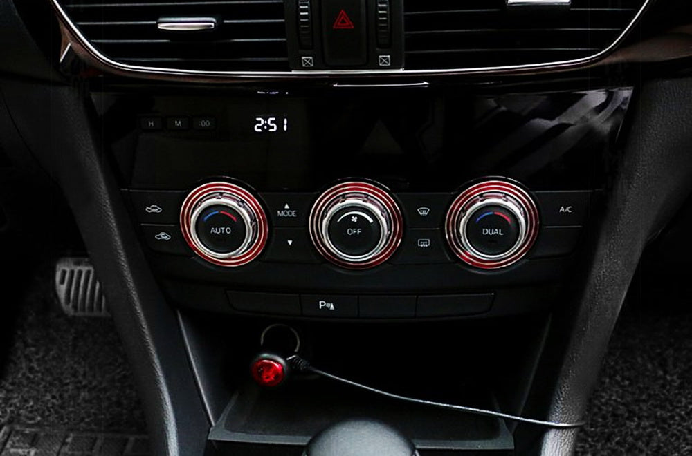3PCS Red AC Climate Control Switch Knob Rings for 2013-2015 Mazda CX-5 Grand Touring - Upgrade Interior & Enhance Driving Comfort