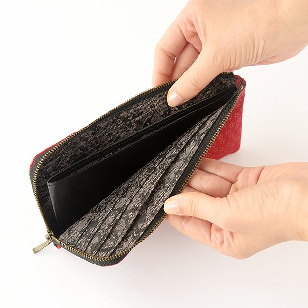 Premium Japanese Deerskin Leather Zip Long Wallet with Urushi Lacquer - Cherry Blossom Red, Handmade in Japan | Luxury Bifold Wallet for Men & Women, Perfect for Travel, Business & Everyday Use