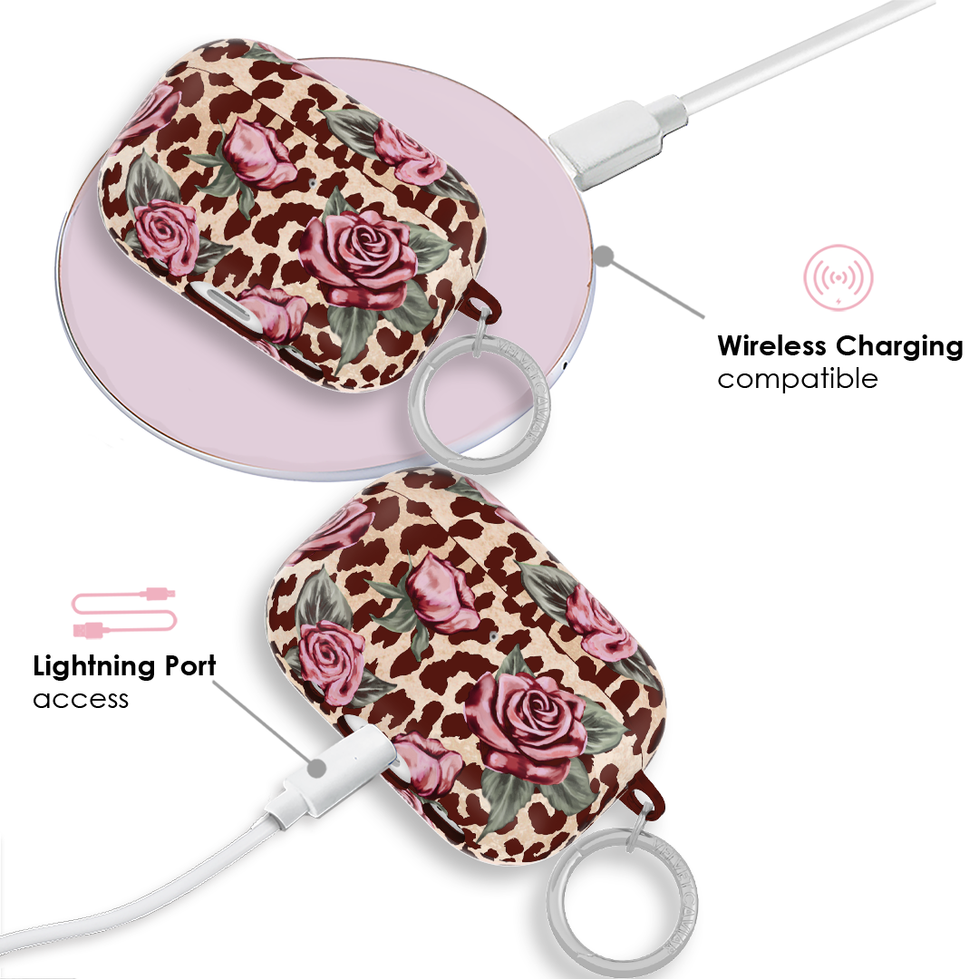 Rosy Leopard AirPod Case - Stylish Protective Cover for AirPods 1/2/3/Pro - Trendy Animal Print Design - Perfect for Daily Use, Travel & Gym Accessories