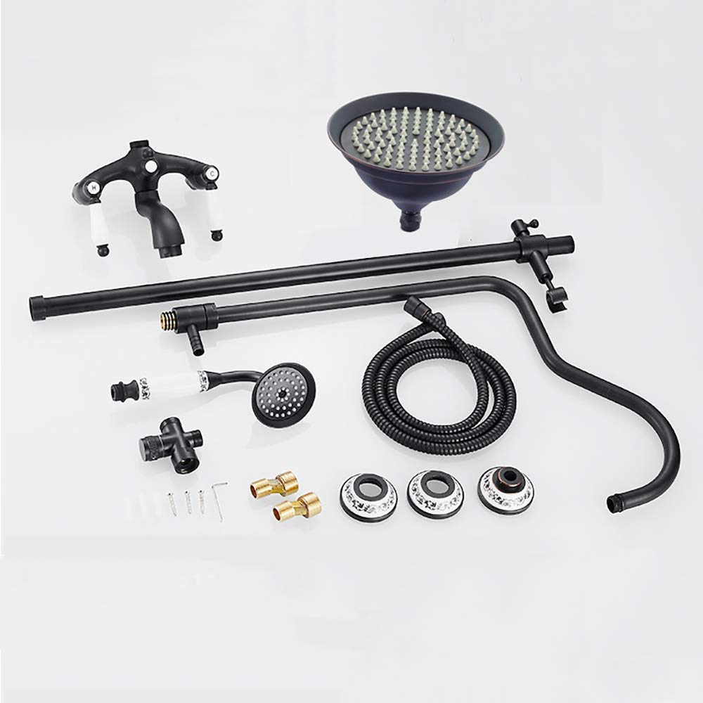 Premium Stainless Steel Pressure Balancing Shower System with Rainfall Shower Head & Adjustable Slide Bar - Matte Black Bathroom Faucet Set for Spa-Like Experience | Perfect for Modern Home, Hotel, and Luxury Bathroom Renovations