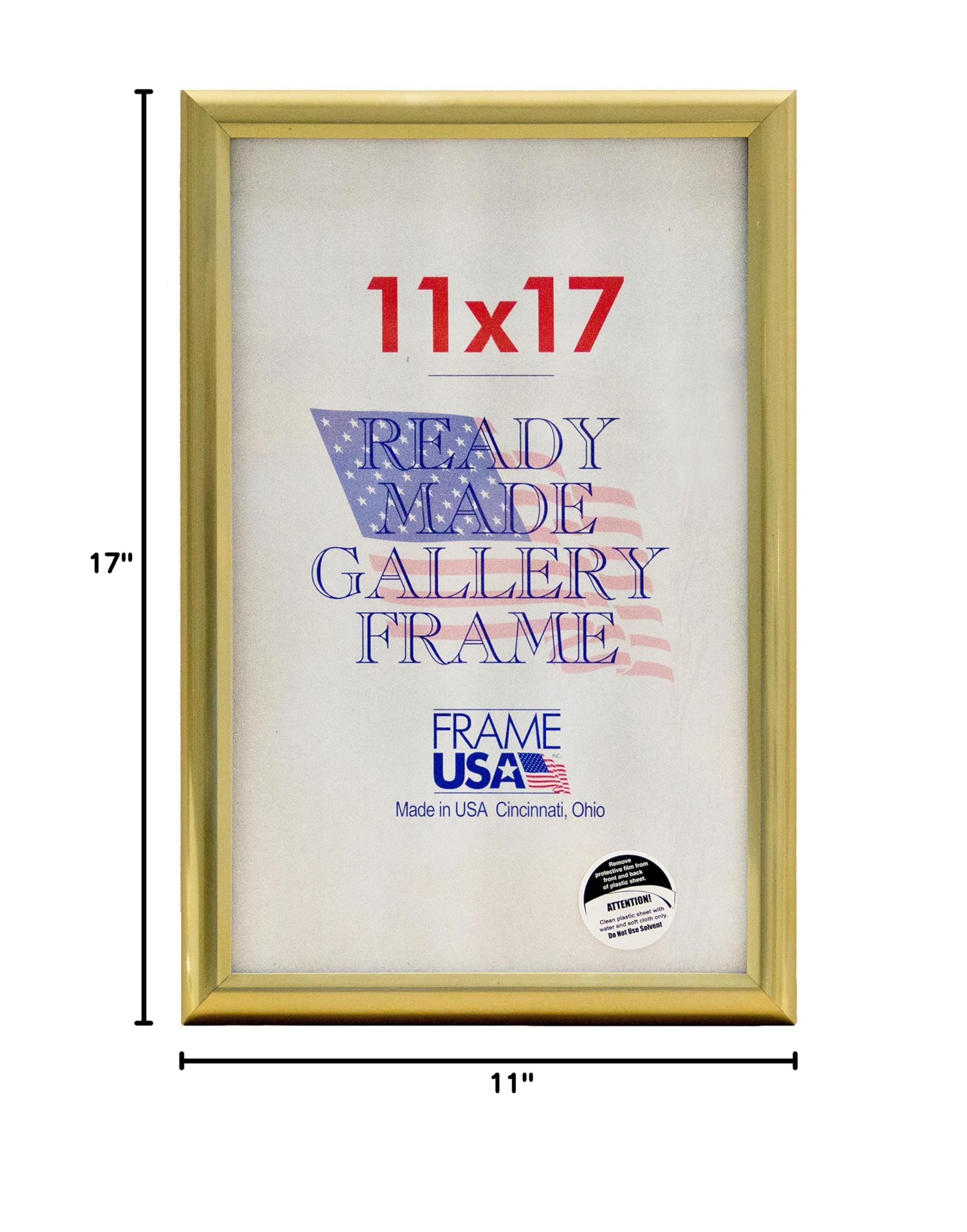 11x17 Deluxe Polystyrene Plastic Poster Frames (Gold) by Frame USA - American Made Wall Art Display for Home, Office & Classroom Decor