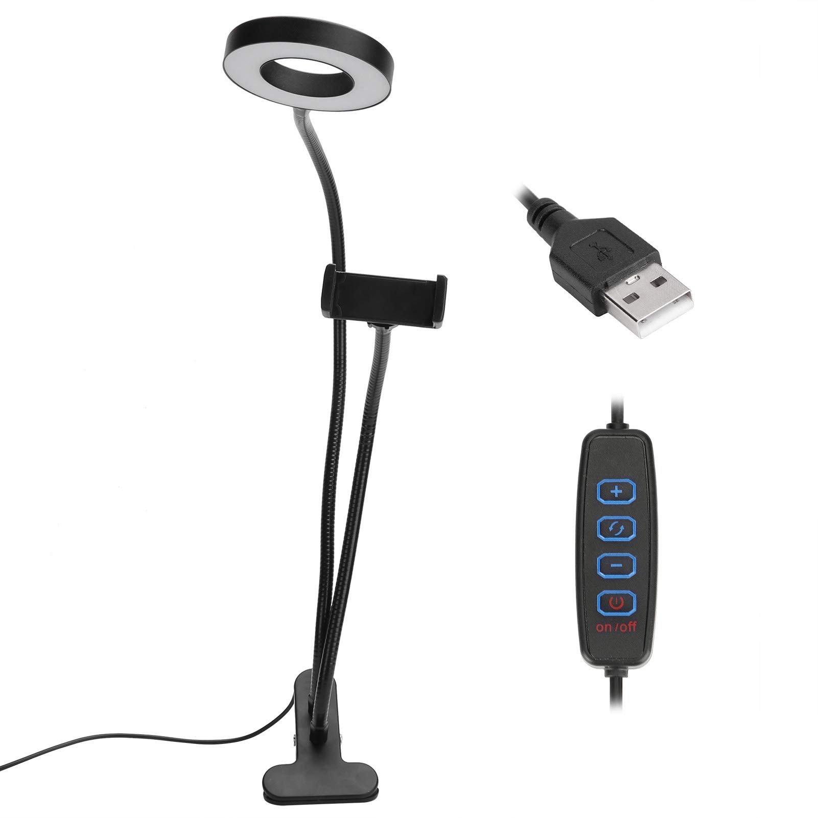 Acouto LED Fill Light with Phone Holder - Adjustable Selfie Ring Light for Live Streaming, YouTube, TikTok & Video Calls - Perfect for Home Office, Gaming & Content Creation