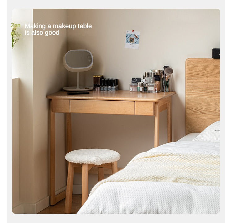 Solid Beech Wood Small Desk - Compact & Sturdy Home Office Desk for Study, Work, or Dorm Room - Perfect Workspace Solution for Small Spaces
