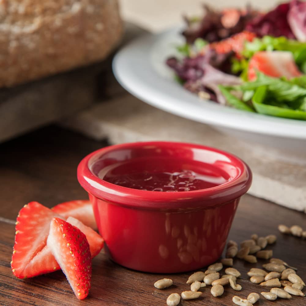 Carlisle FoodService 2 oz Smooth Ramekin Sauce Cup - Plastic Roma Red (72-Pack) for Restaurants, Cafeterias, Fast Food - Perfect for Condiments, Dressings, and Side Dishes
