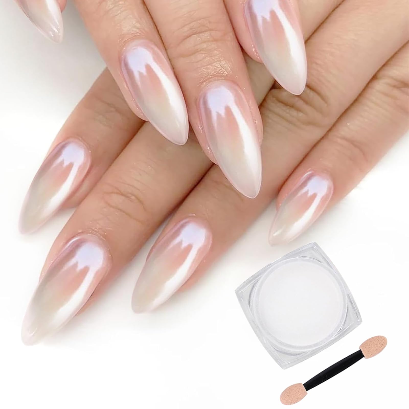 **White Pearl Chrome Nail Powder - Mirror Effect Aurora Glitter for Holographic Nail Art | DIY Mermaid Pearl & Neon Ice Dust | Perfect for Manicures, Nail Extensions & Salon Decorations**