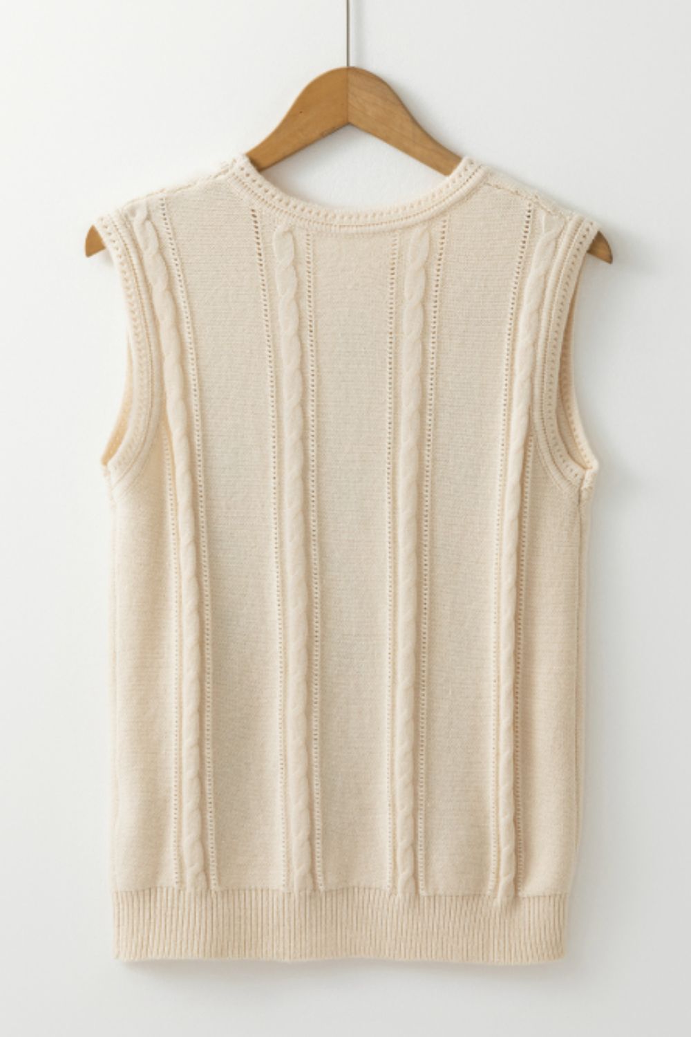 Embroidered Cable Knit Round Neck Sweater Vest for Women - Cozy Winter Layering Piece for Office & Casual Outfits