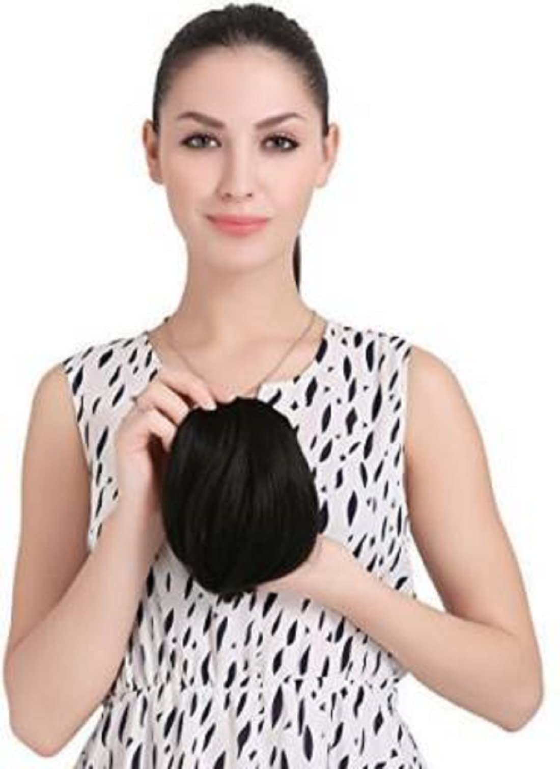 Abrish Black Women's Stylish Silky Hair Bangs - Natural Looking Fringe for Everyday Wear & Special Occasions