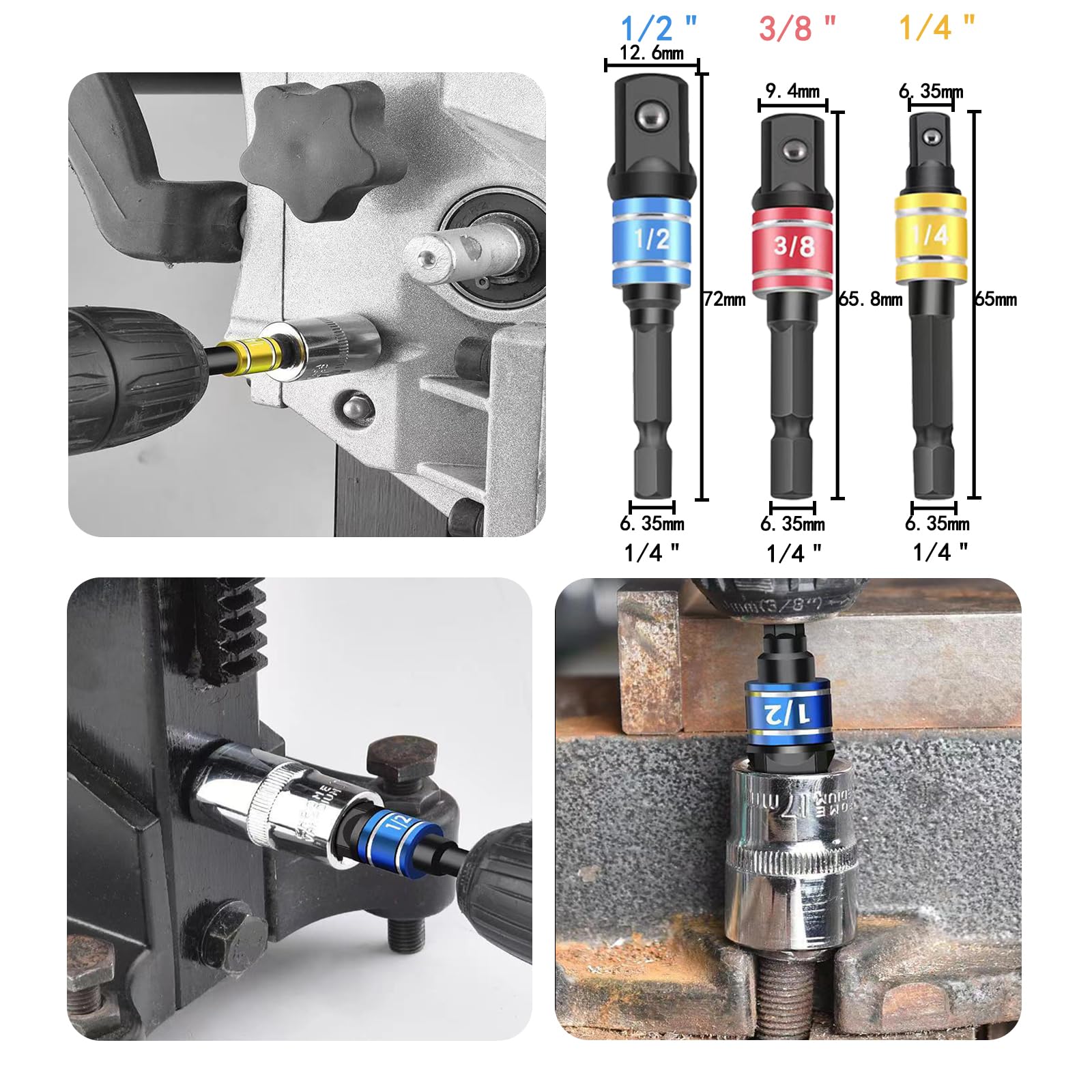 Flexible Drill Bit Extension Set with 105° Right Angle Drill Attachment - 3PCS 1/4