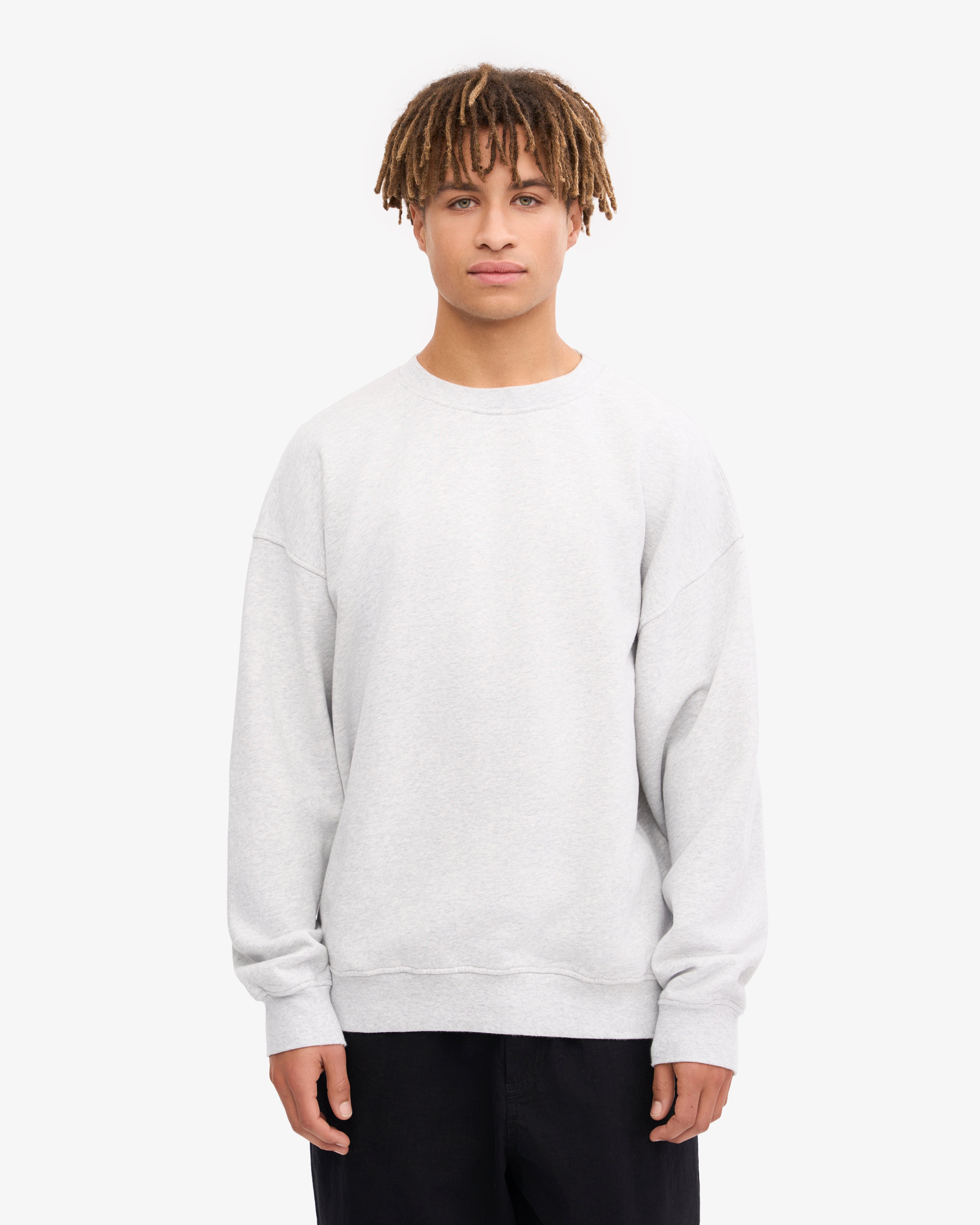 Organic Oversized Crewneck Sweatshirt - Soft Snow Melange Pullover for Women & Men - Cozy Winter Loungewear & Casual Streetwear