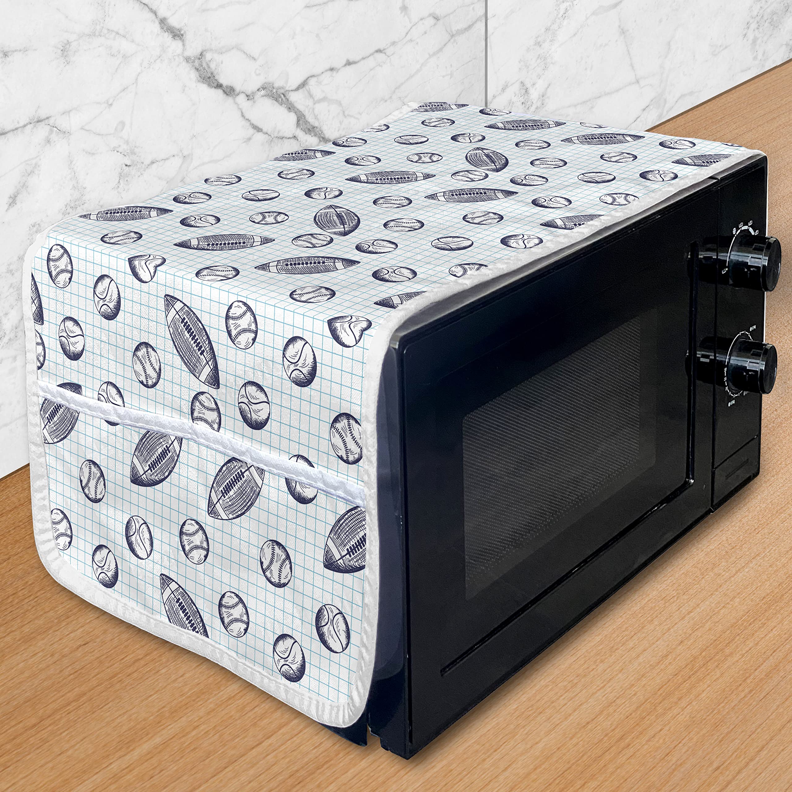 Ambesonne Baseball Themed Microwave Cover - Water Resistant Kitchen Organizer with Pockets, 36