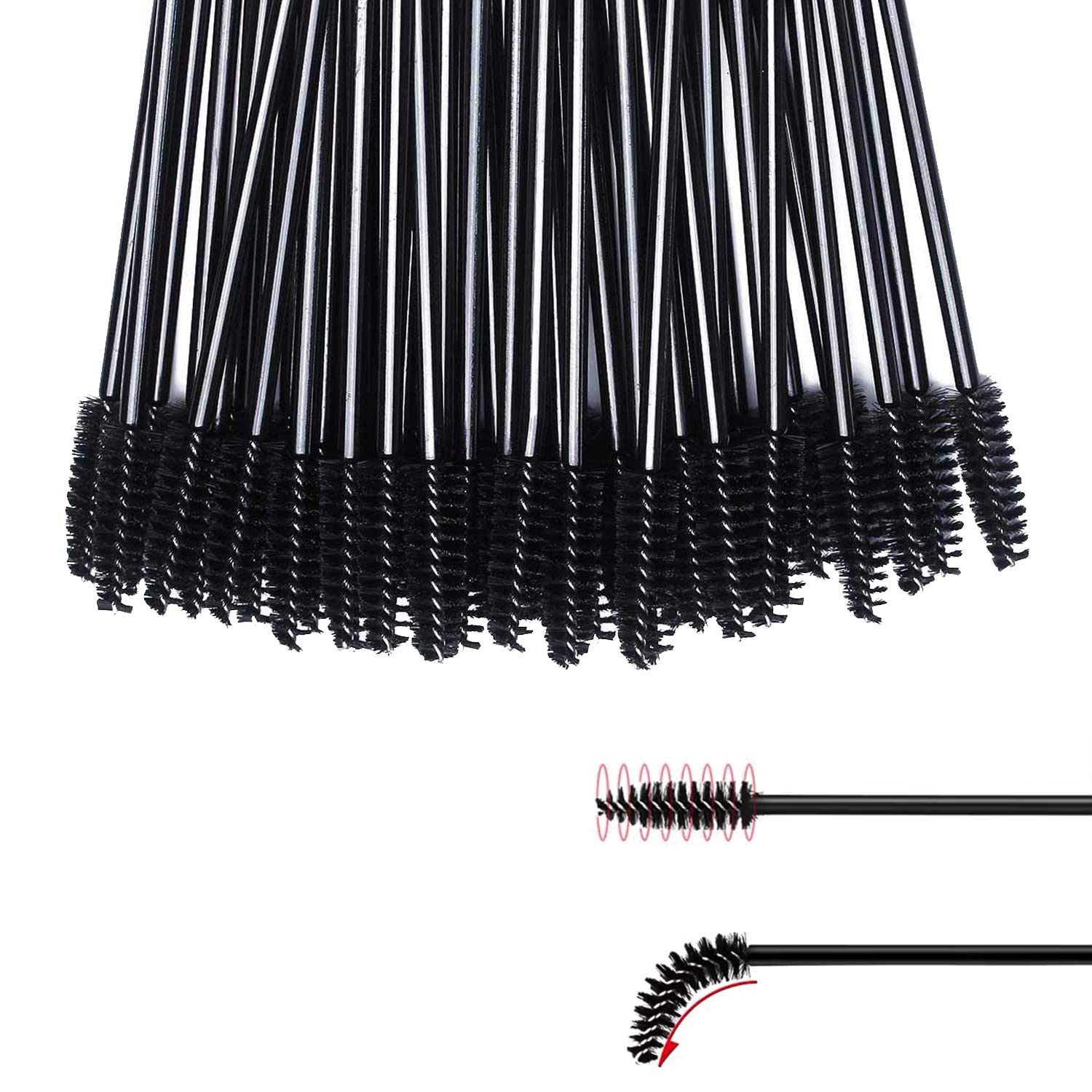 50Pcs Disposable Eyelash Brushes & Mascara Wands - Professional Spoolies for Eyelash Extensions, Eyebrow & Eyeshadow Makeup - Perfect for Salon, Home Use & Travel Makeup Kit