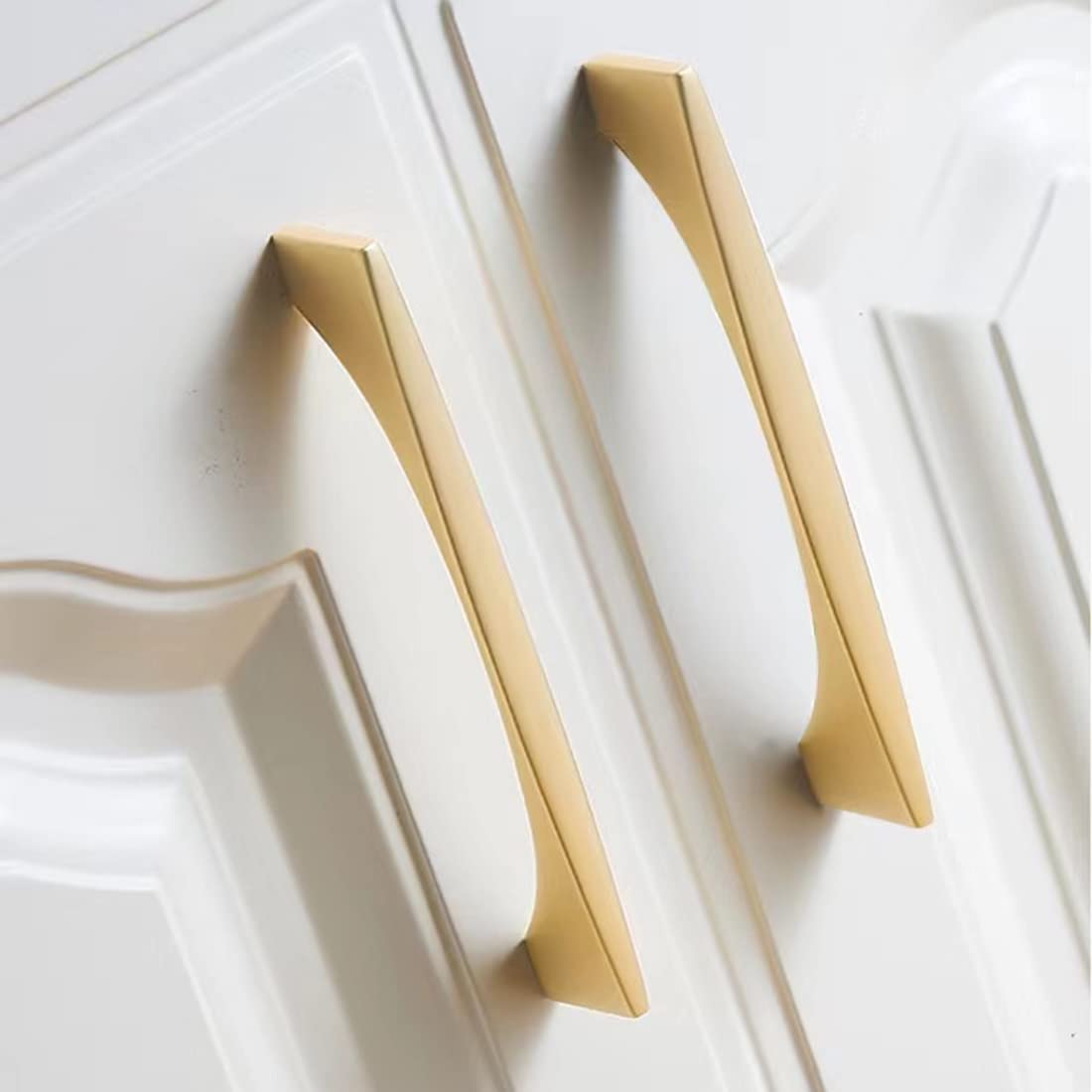Myxekllo 4 Pack Gold Cabinet Drawer Pulls - Brushed Brass Handles for Dresser, Bathroom & Kitchen Cabinets - Vintage Style Hardware for Home Decor & Furniture Upgrade
