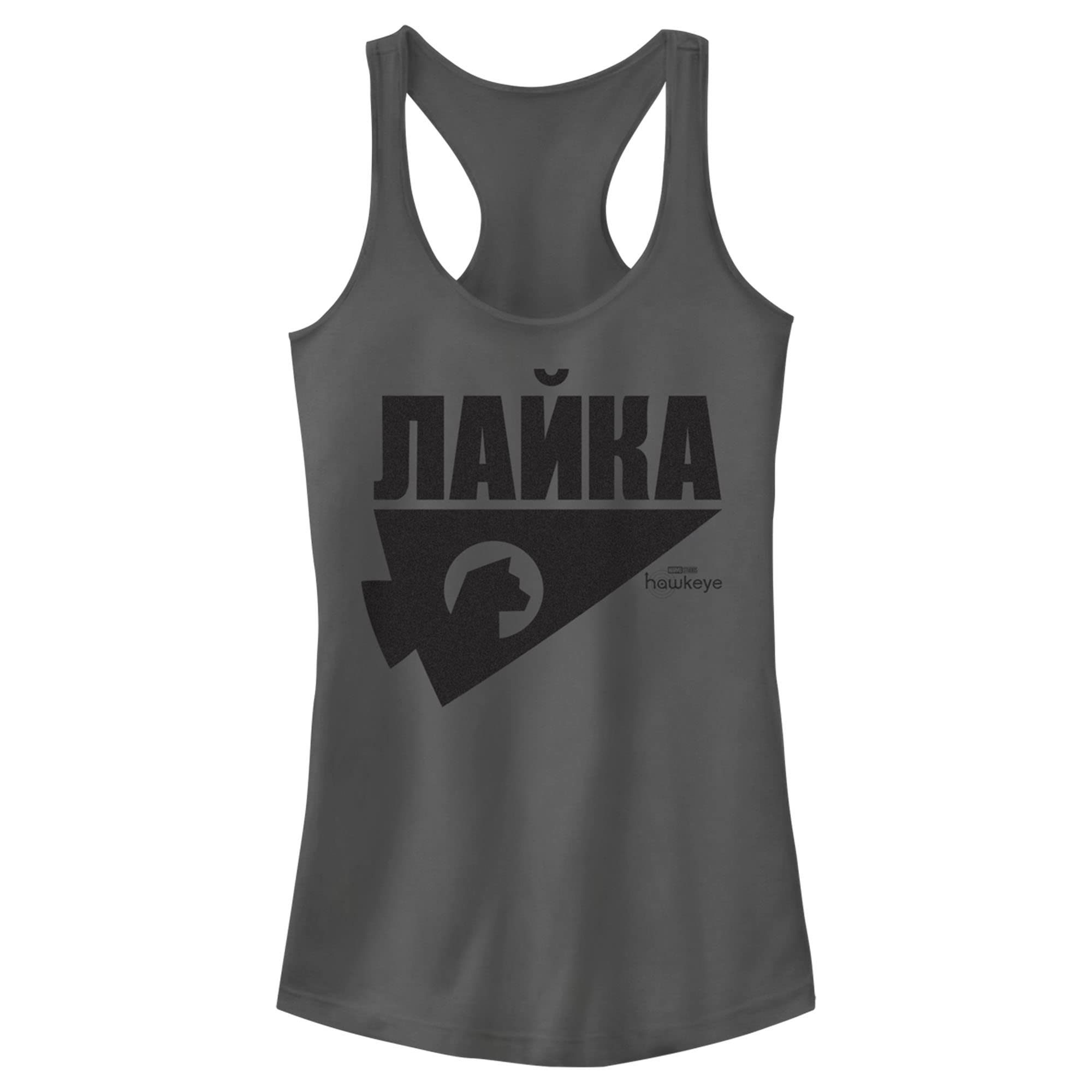 Marvel Women's Hawkeye Russian Logo Juniors Racerback Tank Top - Superhero Graphic Tee for Cosplay, Comic Con & Casual Wear