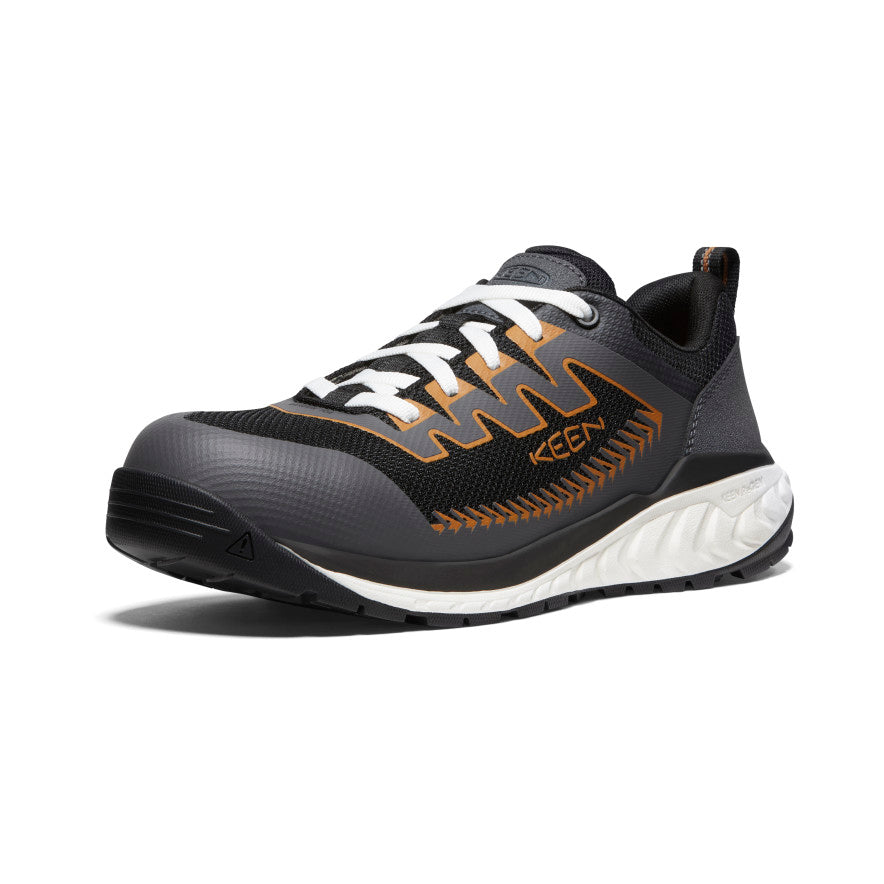 Men's Arvada Carbon Toe Work Sneakers - Black & Curry | Slip-Resistant Safety Shoes for Construction, Warehouse & Outdoor Work