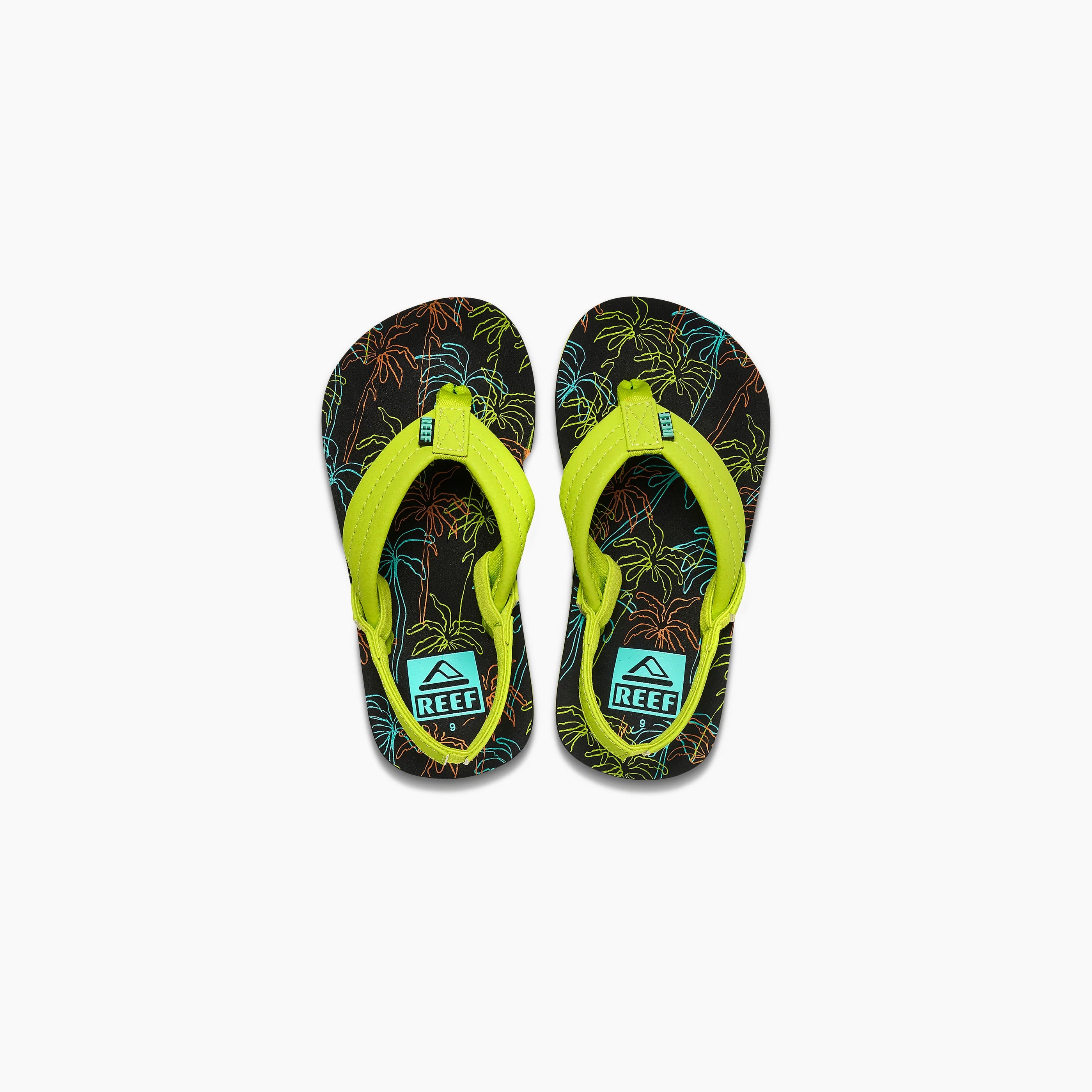 Reef Neon Palm Ahi Kids' Sandals - Waterproof Beach Shoes for Boys & Girls - Perfect for Summer, Pool, and Outdoor Play