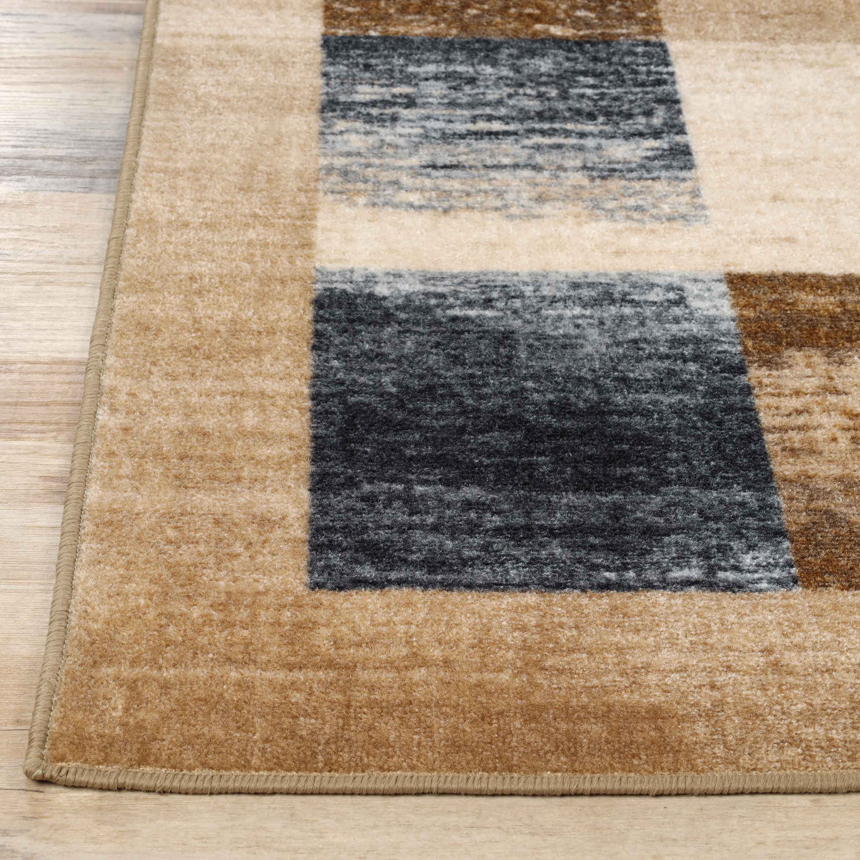 Lockwood Color Block Non-Slip Washable Indoor Area Rug or Runner - Perfect for Living Room, Bedroom, Entryway & High Traffic Areas
