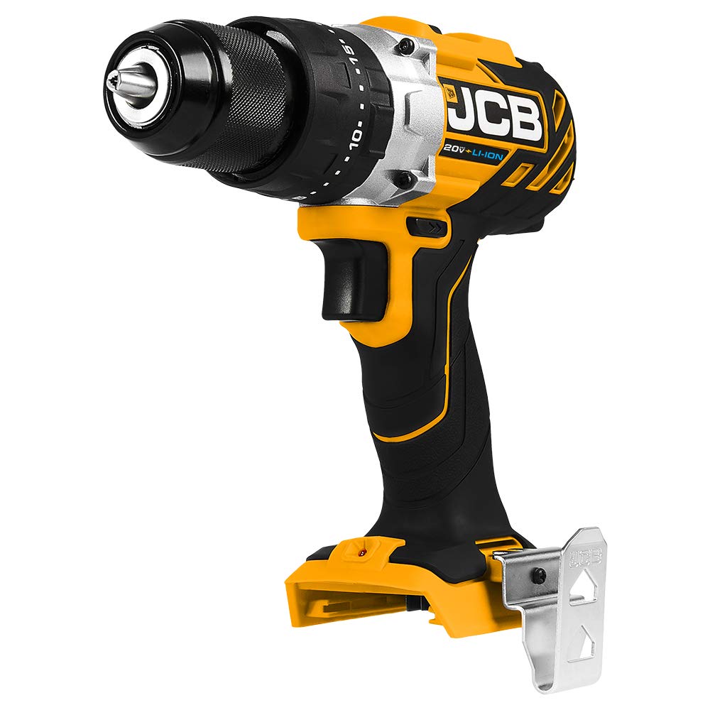 JCB 20V Cordless Brushless Hammer Drill Driver - Variable Speed, No Battery (Bare Unit) - Ideal for Home Improvement, Concrete & Masonry Drilling, Screw Driving - Perfect for DIY Projects, Construction Work, and Professional Use