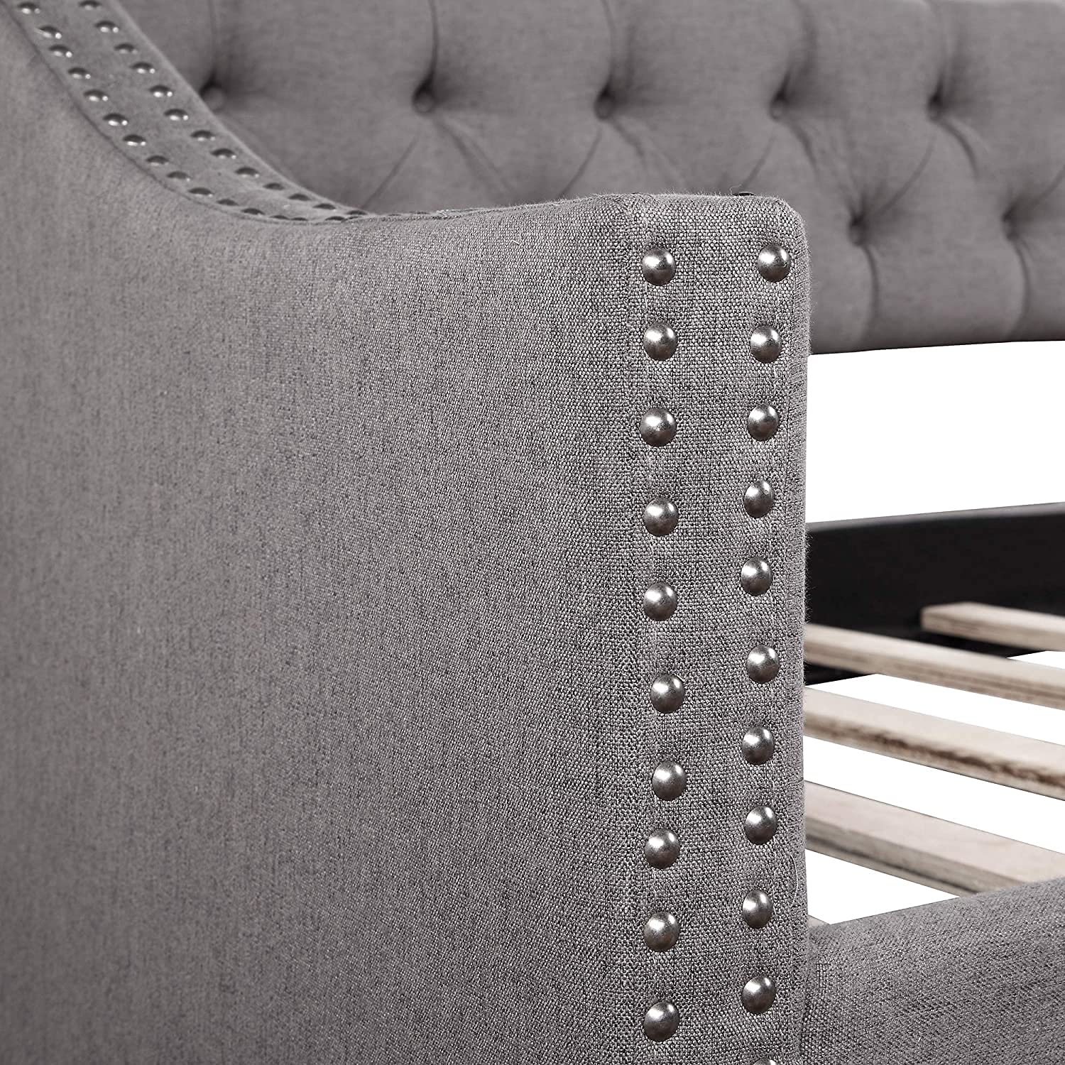 Merax Twin Size Upholstered Daybed Sofa Bed with 2 Drawers & Wood Slat Support - Convertible Day Bed Frame in Gray - Perfect for Guest Room, Small Space & Dormitory Furniture