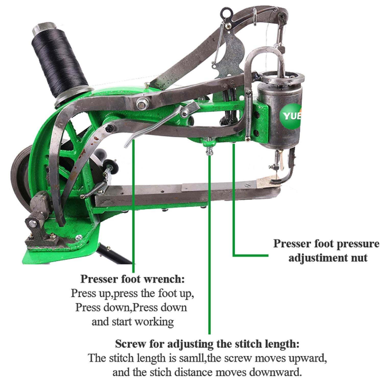 YUEWO DIY Cobbler Sewing Machine for Shoe Repair - Manual Leather Stitcher with Cotton Nylon Thread (Green) - Perfect for Home Shoe Mending, Boot Repair & Leather Craft Projects