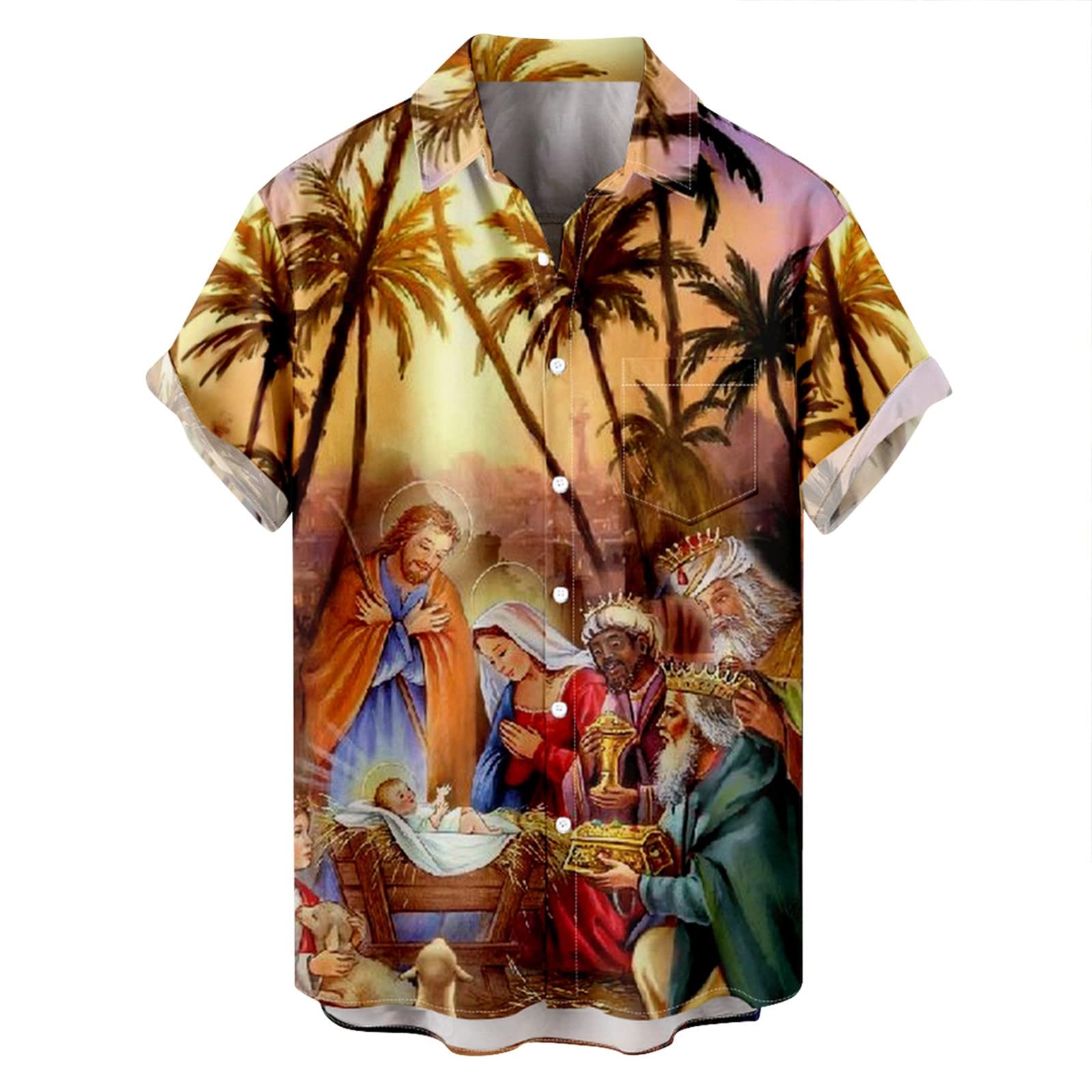 COOFANIN Men's Hawaiian Shirt Short Sleeve Floral Print Casual Shirt - Tropical Vacation, Beach Party & Summer Outdoor Wear