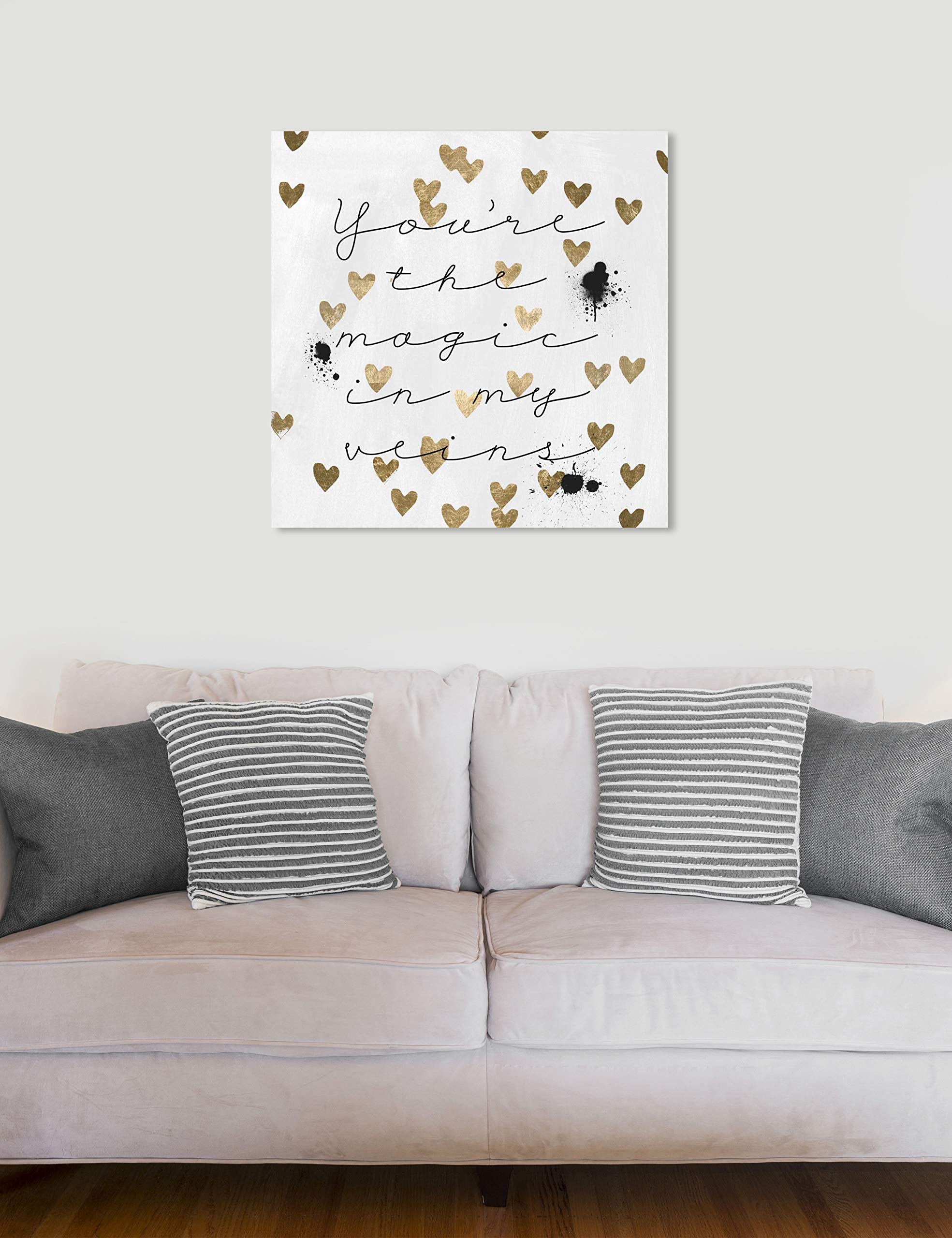 Oliver Gal Artist Co. 'Magic in Me' Gold & White Typography Wall Art Canvas Print - 30x30 Inch Inspirational Quote Home Decor for Living Room, Bedroom & Office