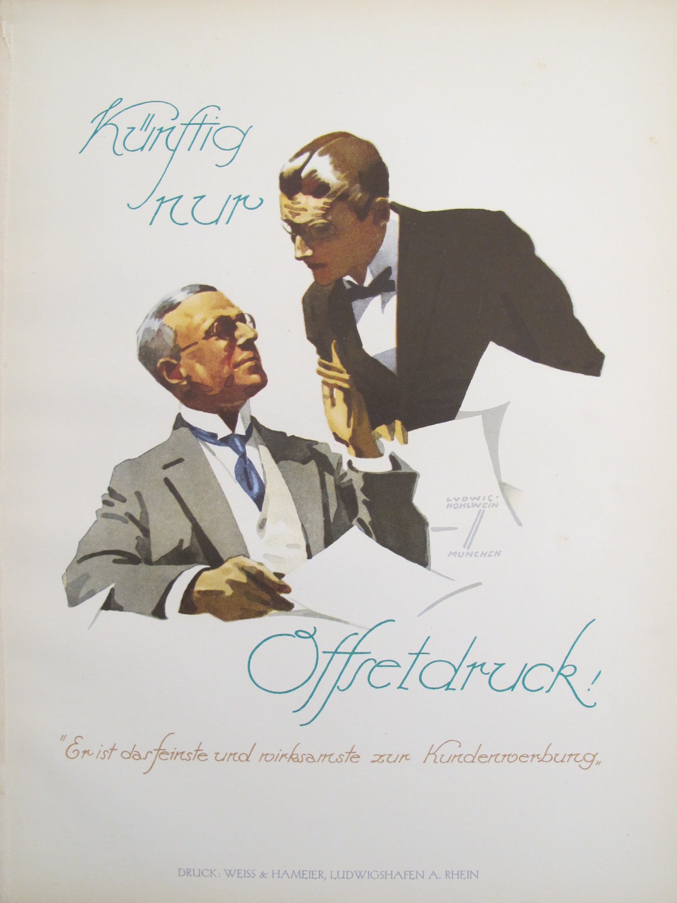 1926 Original German Art Deco Poster - Künftig nur Offsetdruck! (Print House) - Vintage Home Decor & Art Collection Display