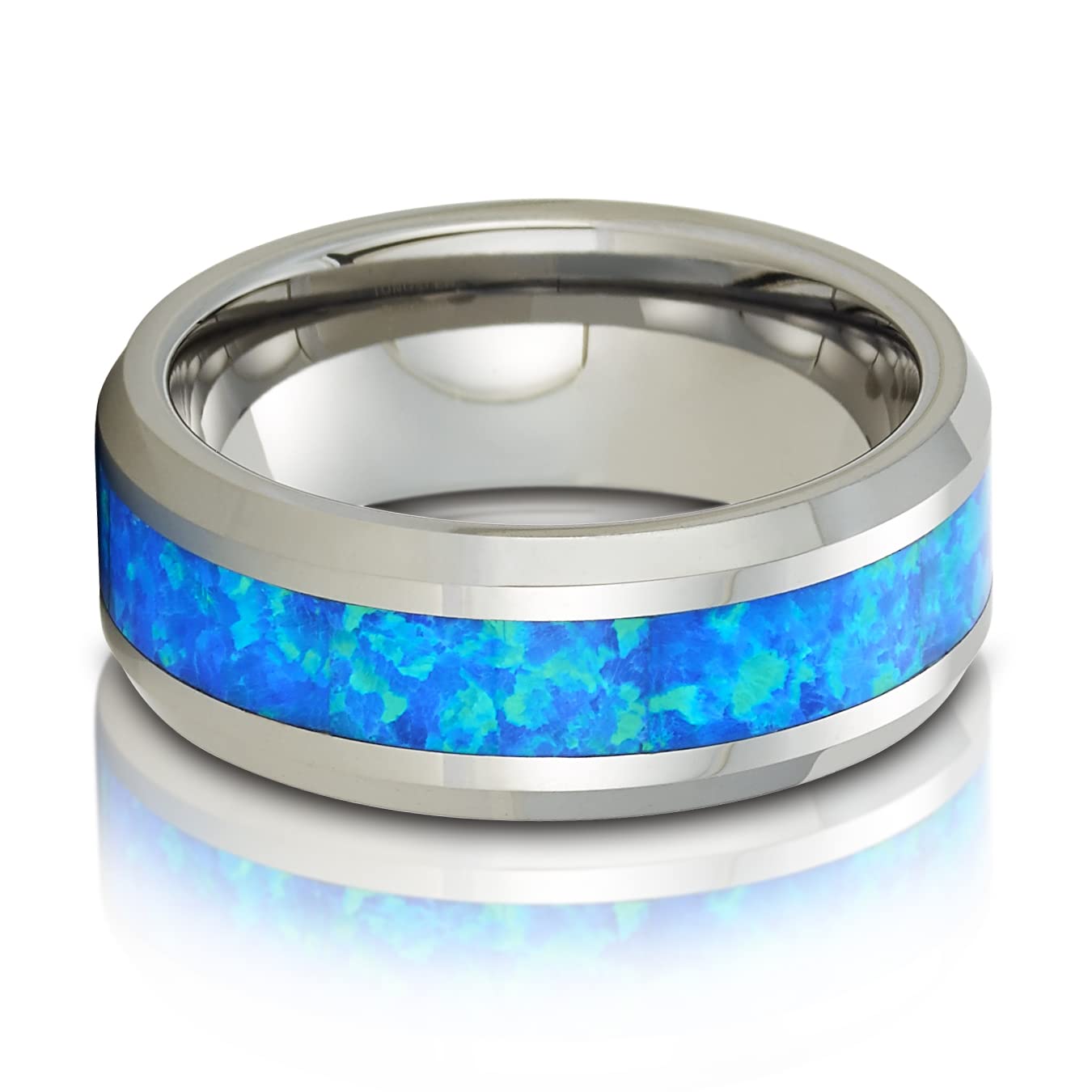 Blue Opal Tungsten Wedding Ring for Men & Women - Durable & Elegant