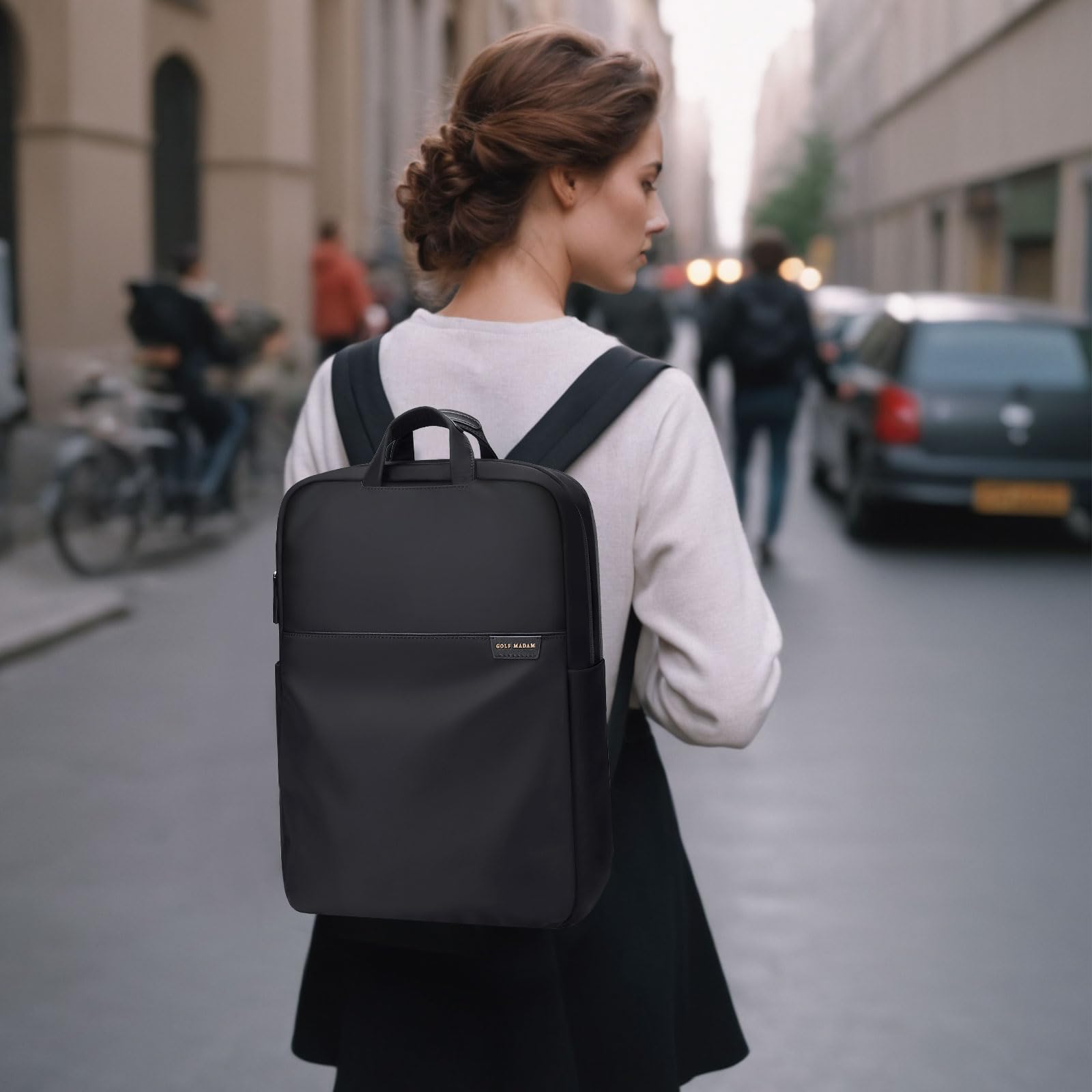 GOLF SUPAGS Anti-Theft Slim Travel Laptop Backpack for Women - Durable 17-Inch Business Computer Bag & College Bookbag - Perfect for Work, School & Commuting (Black)