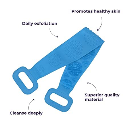 Kawna GG Silicone Body Scrubber & Exfoliating Bath Belt - Gentle Skin Cleansing for Men, Women & Kids - Multi-Color (Perfect for Shower, Spa & Daily Skincare Routine)