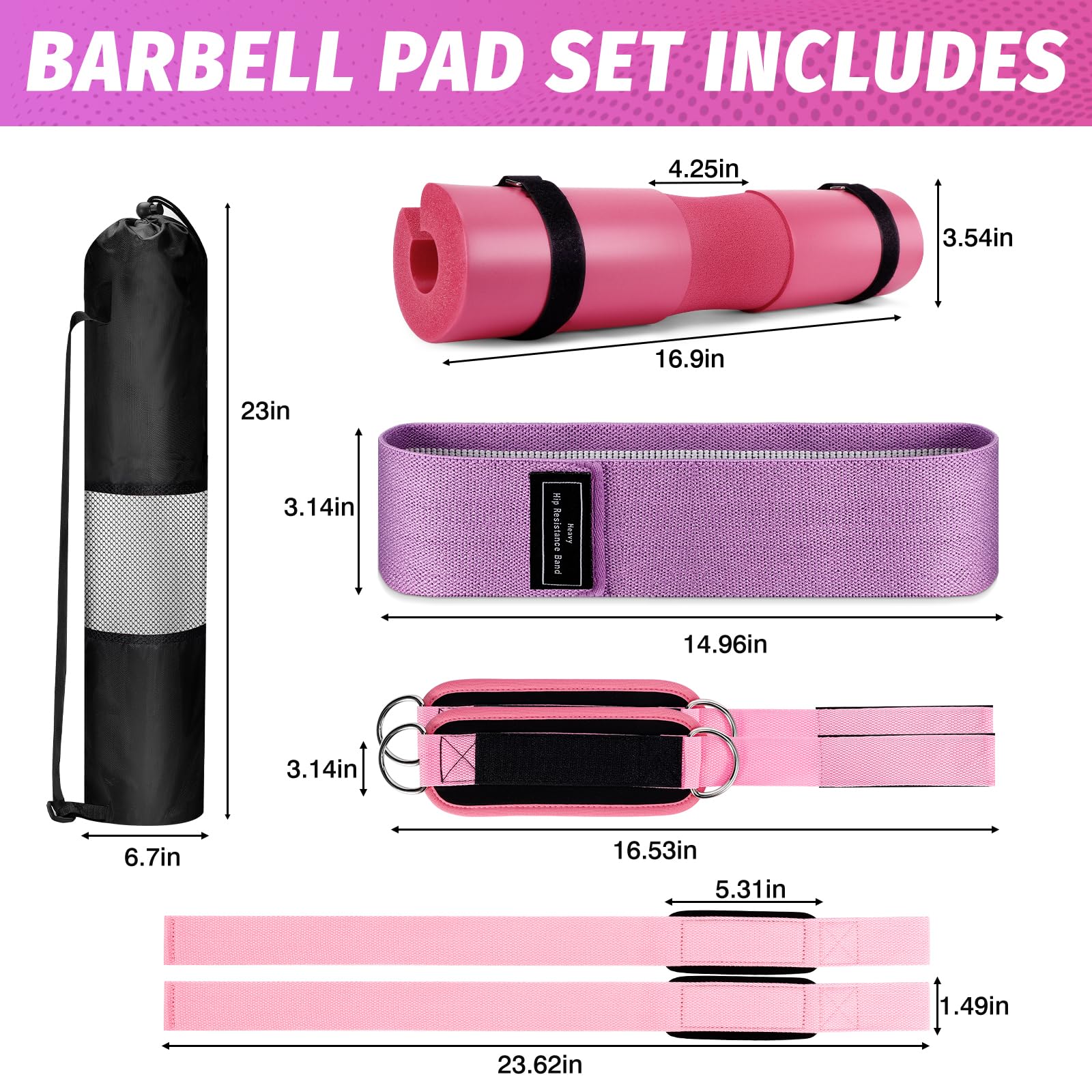 Premium Gym Barbell Pad Set - Thick Cushioned Hip Thrust Pad for Squats, Weight Lifting & CrossFit - Comfortable Workout Equipment Accessories for Home & Commercial Gyms - Perfect for Strength Training, Glute Exercises & Fitness Routines