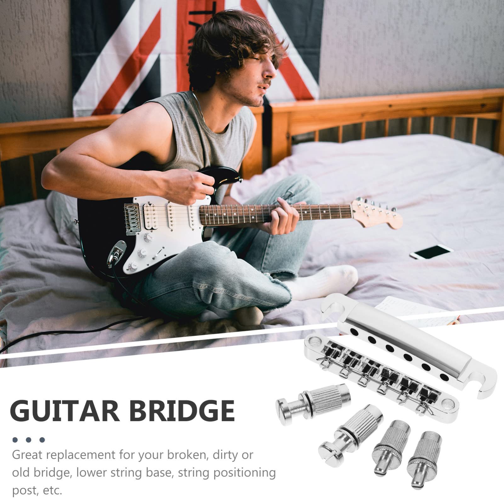 ERINGOGO 6-String Metal Guitar Bridge Saddles - Replacement Parts for Electric Guitars - Perfect for DIY Guitar Repair & Upgrades