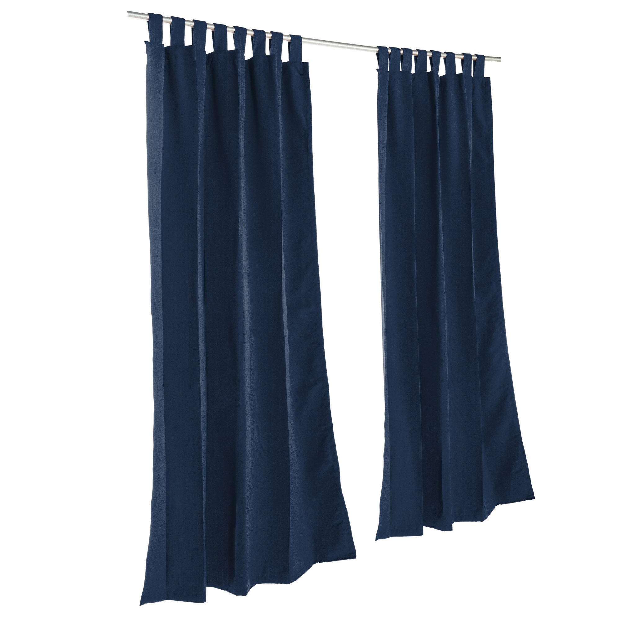 DFO Navy Sunbrella Outdoor Curtains with Tabs - 84 Inch Long Waterproof & UV Resistant for Patio, Deck, and Porch Protection