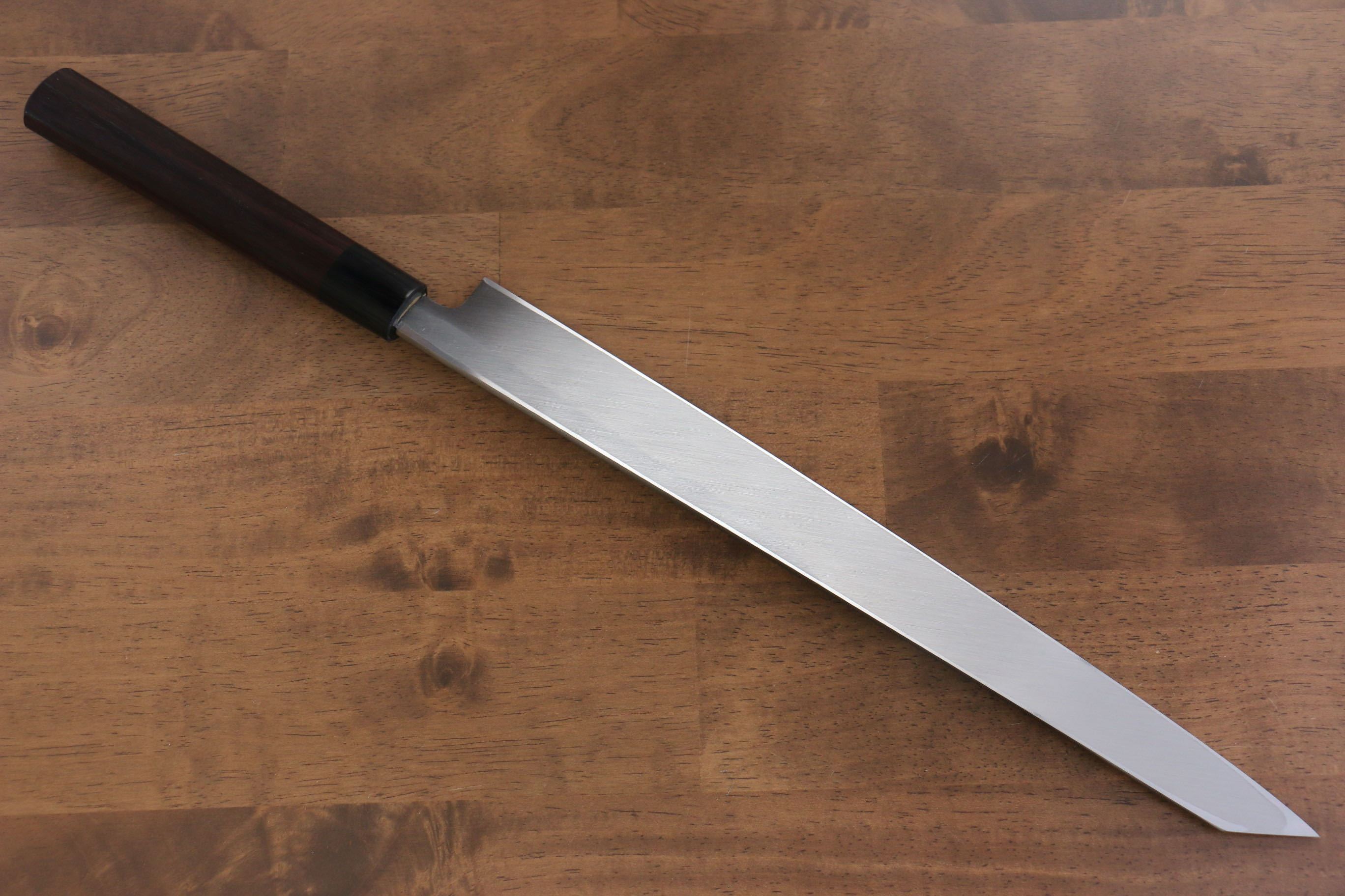 Premium Jikko White Steel No.2 Kiritsuke Yanagiba Knife 330mm with Exquisite Shitan Handle - Perfect for Sushi Chefs & Japanese Cuisine Preparation