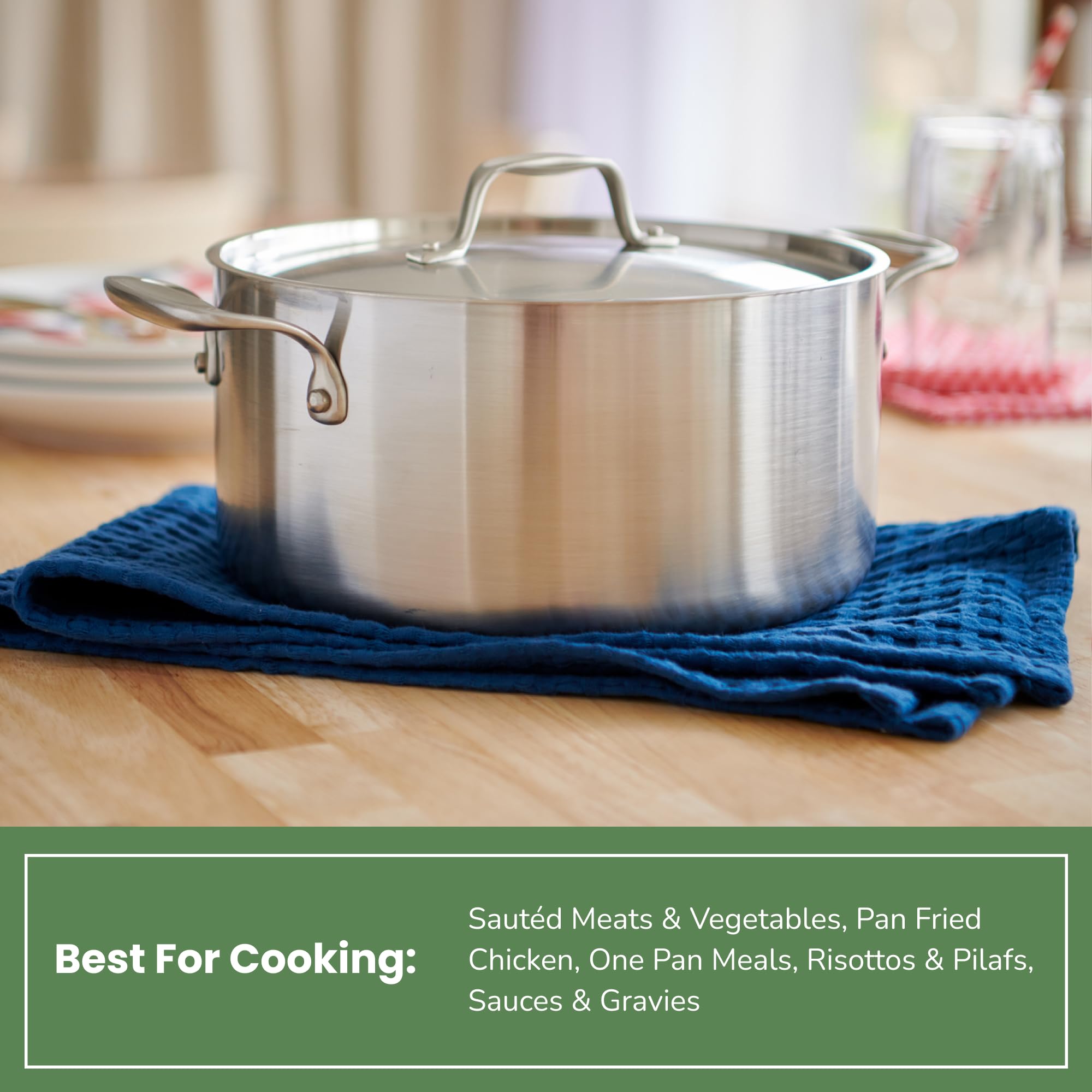6 Quart Stainless Steel Stock Pot & Dutch Oven with Lid - Made in USA - Perfect for Soups, Stews, Pasta & Family Cooking