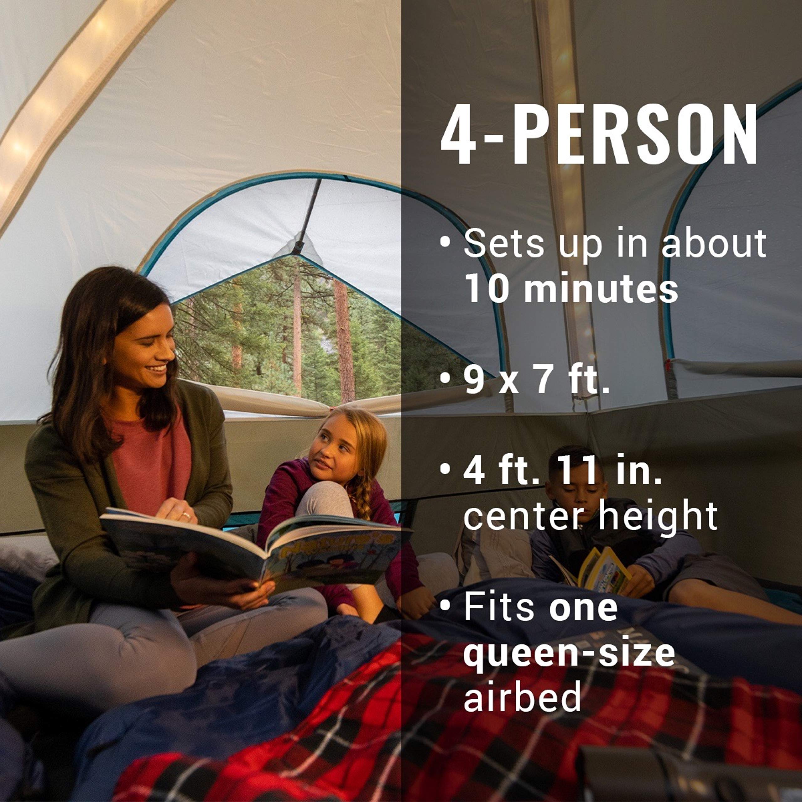 Coleman OneSource Rechargeable 4/6 Person Camping Tent with Airflow System & LED Lighting - Includes Rainfly, Tent Fan, Lights, and Interchangeable Battery Pack - Easy Setup Tent for Family Camping, Hiking, and Outdoor Adventures