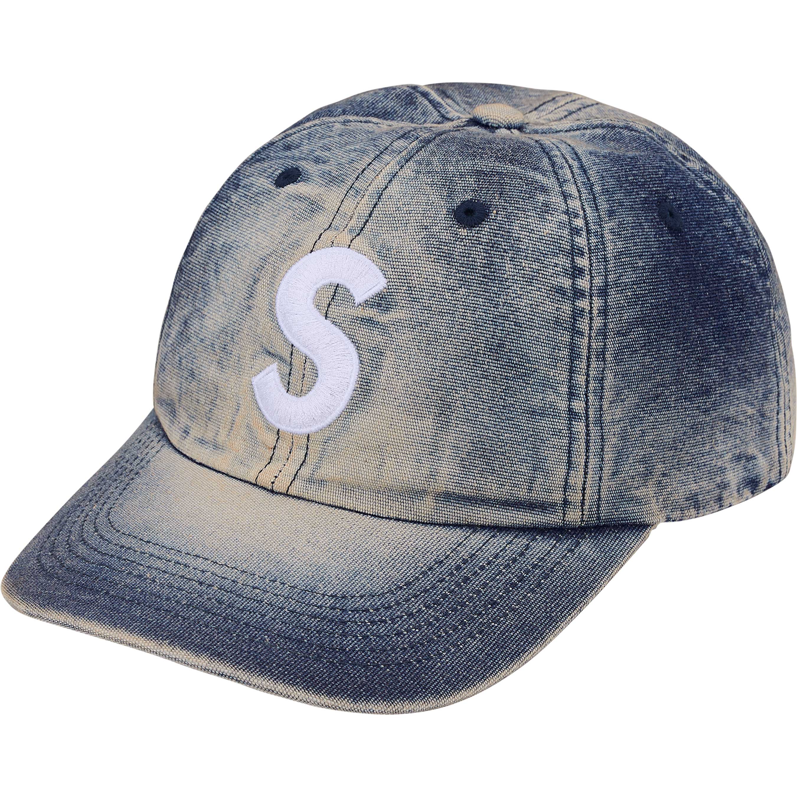 Supreme Cordura® Denim S Logo 6-Panel Cap - Bleached Indigo Wash for Men & Women | Streetwear Fashion Accessory for Urban Style & Outdoor Adventures
