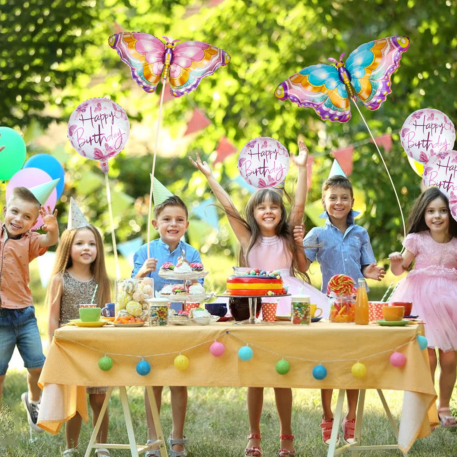 10 PCs Giant Pink & Purple Foil Butterfly Balloons for Birthday Party Decorations - Happy Birthday Party Supplies - Perfect for Baby Showers, Gender Reveals & Kids Birthday Parties