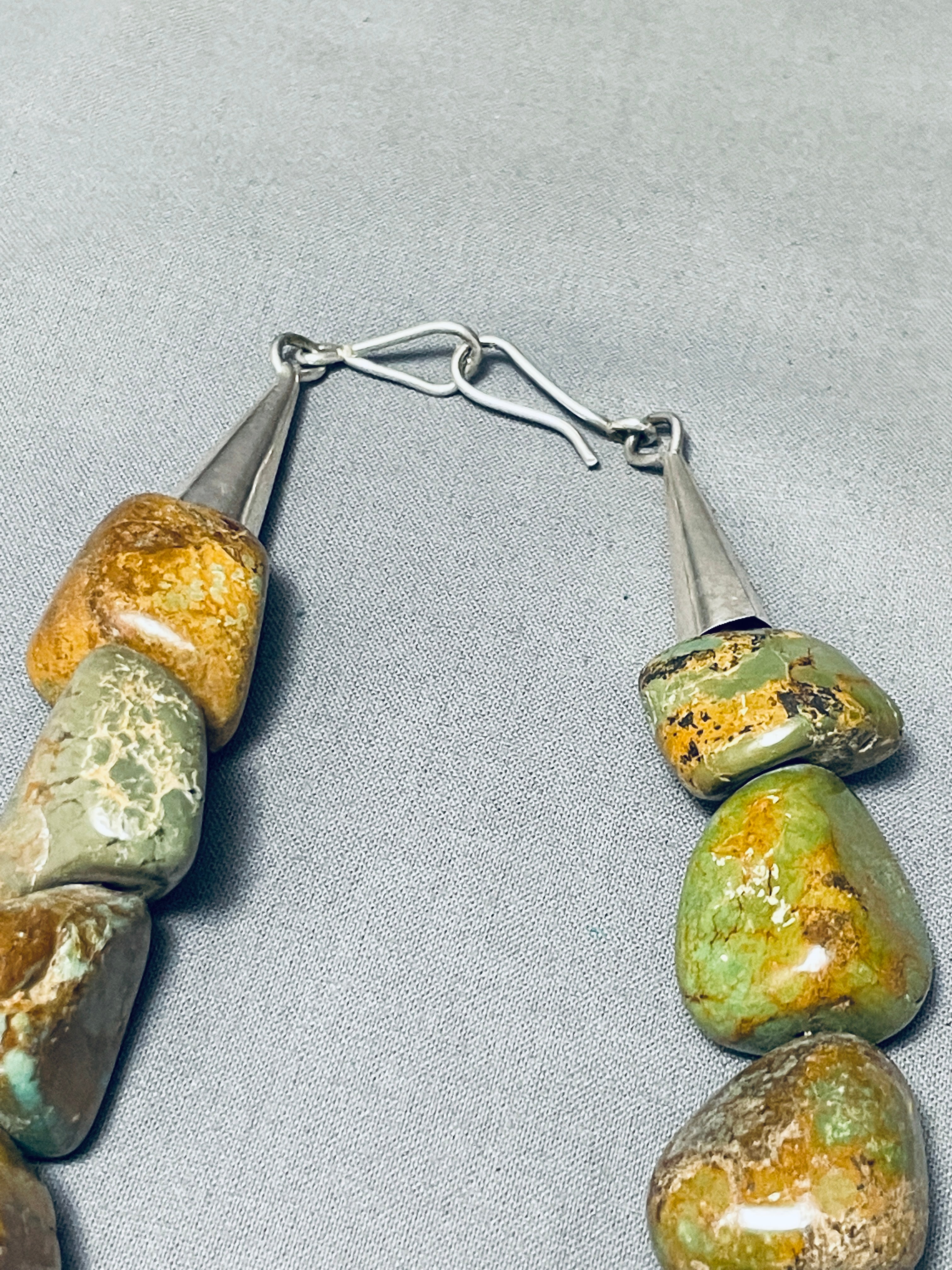 Vintage Navajo Sterling Silver Necklace with Green Turquoise - 196g Authentic Native American Jewelry for Women - Perfect for Boho, Western & Festival Outfits