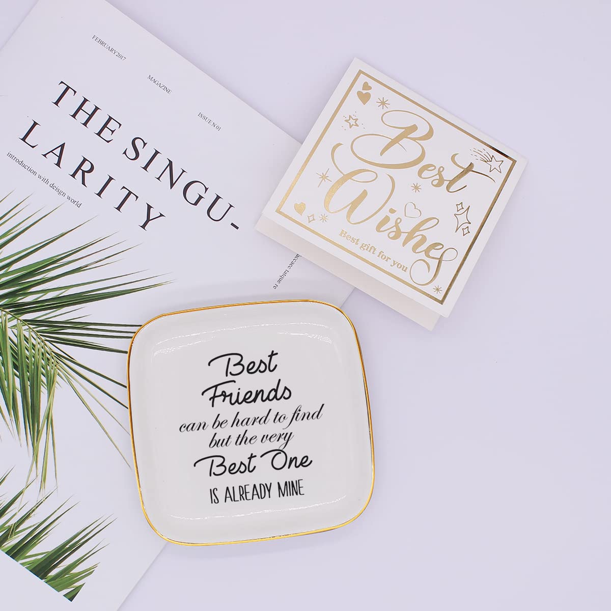 Littlefa Ceramic Ring Dish - Unique Jewelry Tray for Bestie, BFF, Sister - Meaningful Birthday & Christmas Gift for Friends - Perfect for Home Decor, Vanity Organizer, and Gift Giving