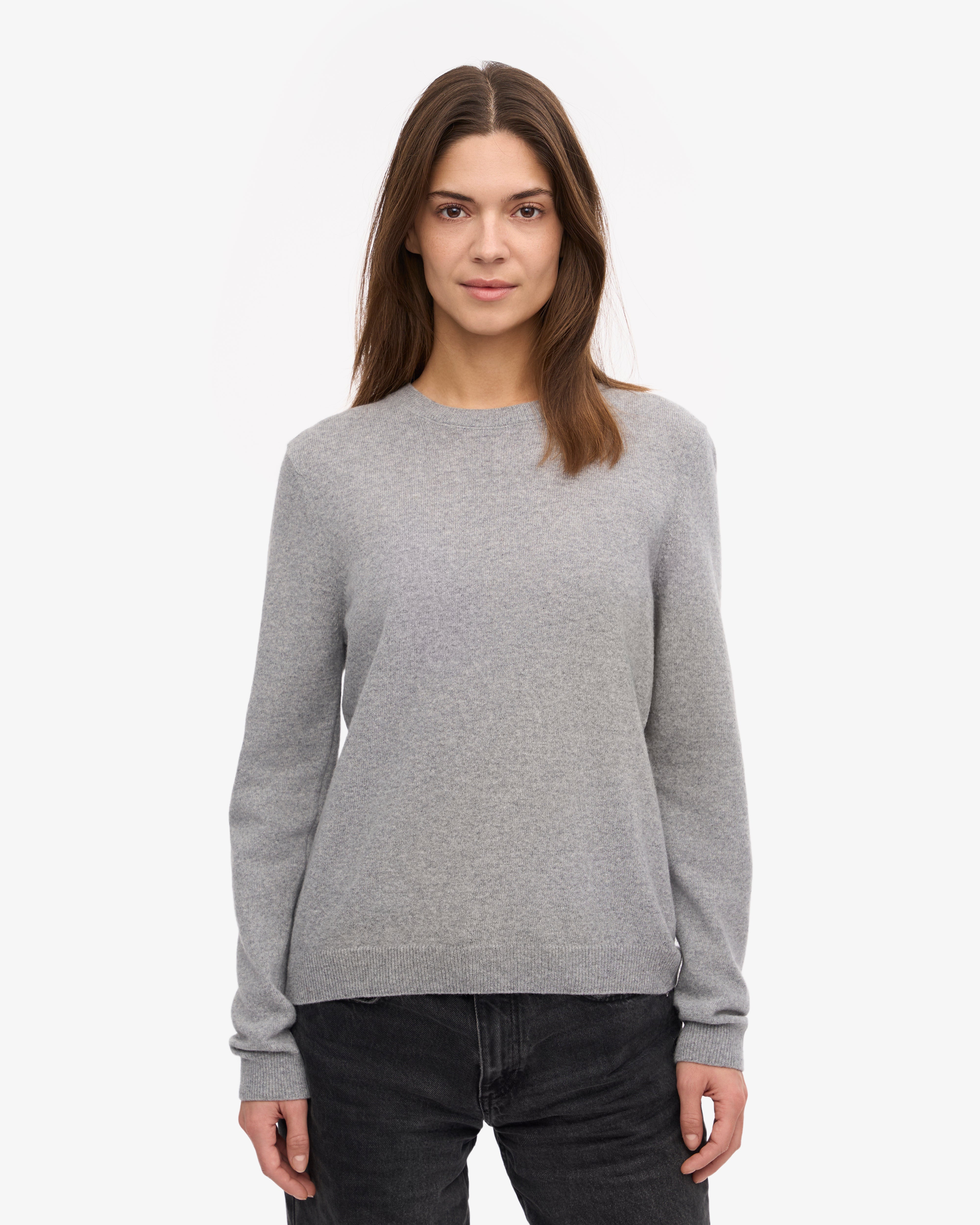 Women's Lightweight Merino Wool Crew Neck Sweater - Heather Grey - Soft & Warm Winter Pullover for Casual Wear & Outdoor Activities
