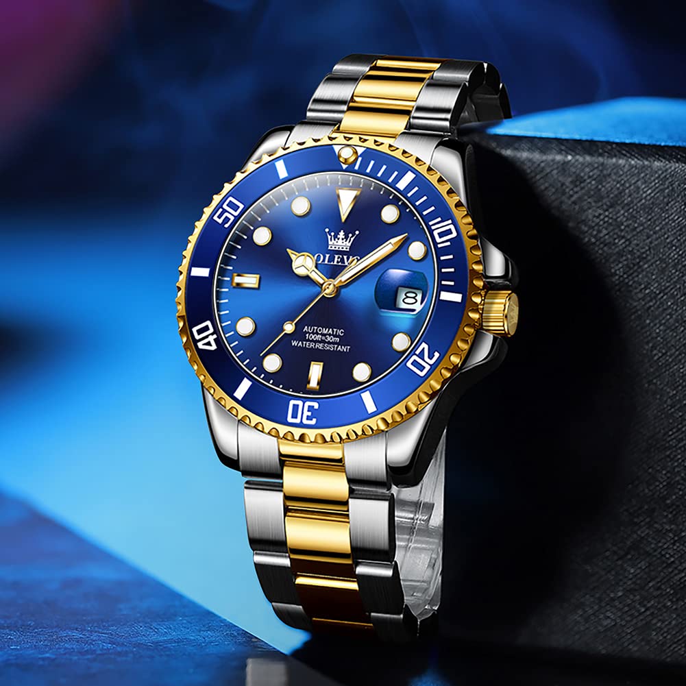 OLEVS Men's Automatic Self-Winding Mechanical Watch - Luxury Stainless Steel Dress Watch for Business & Formal Occasions - No Battery Required