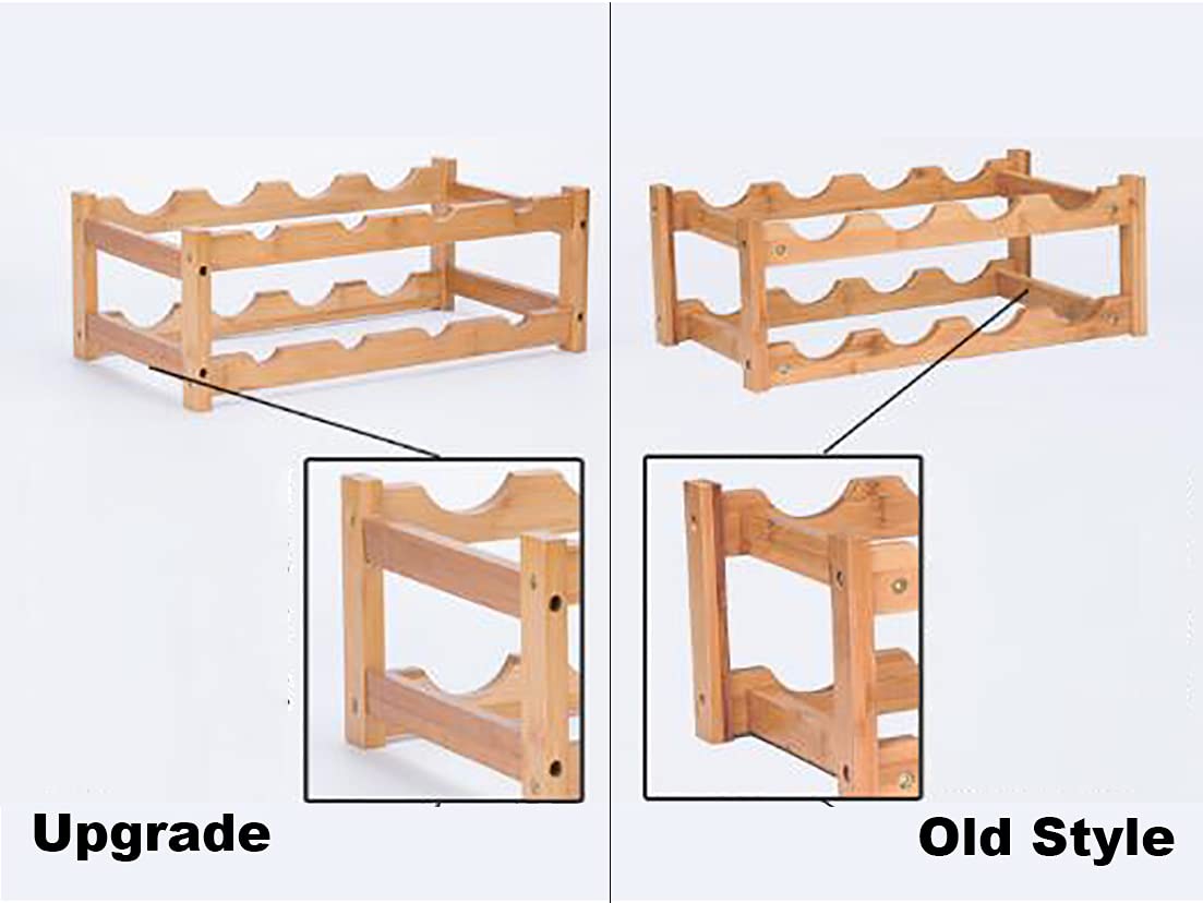 Bamboo Wine Rack for 8 Bottles - Sturdy Tabletop Wine Holder & Countertop Storage Shelf - White - Perfect for Kitchen, Bar, Dining Room, and Wine Cellar Organization