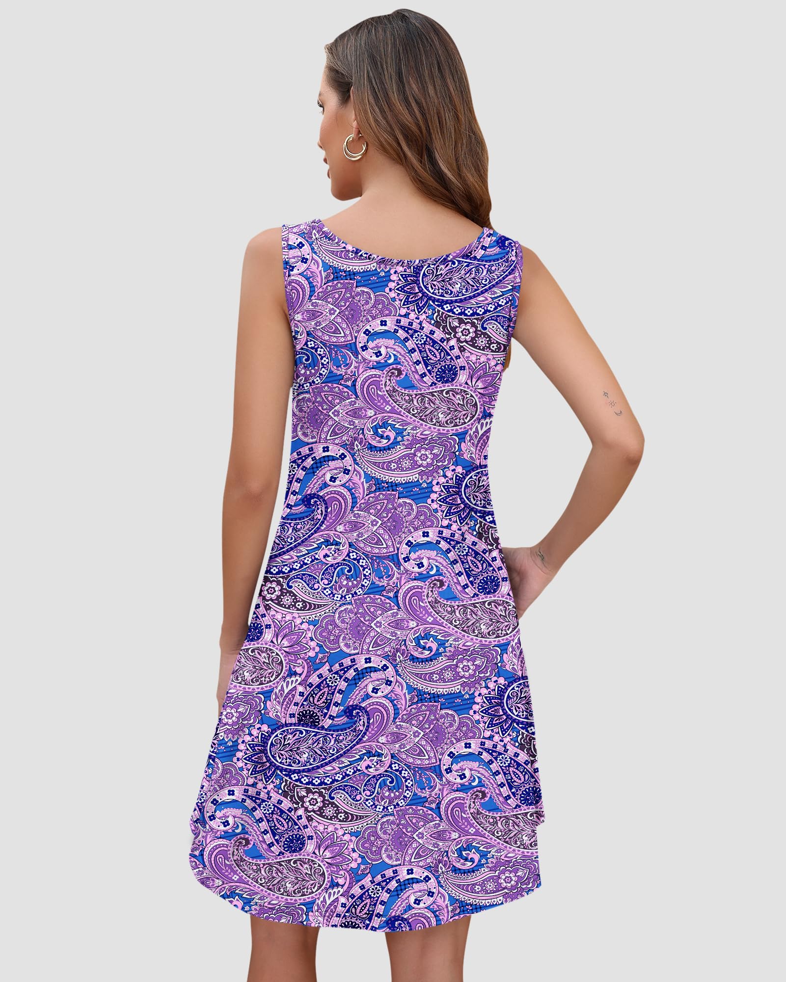 Women's Casual Sleeveless Sundress - Flowy Summer Dress with Pockets, Beach Cover Up, Party & Vacation Outfit