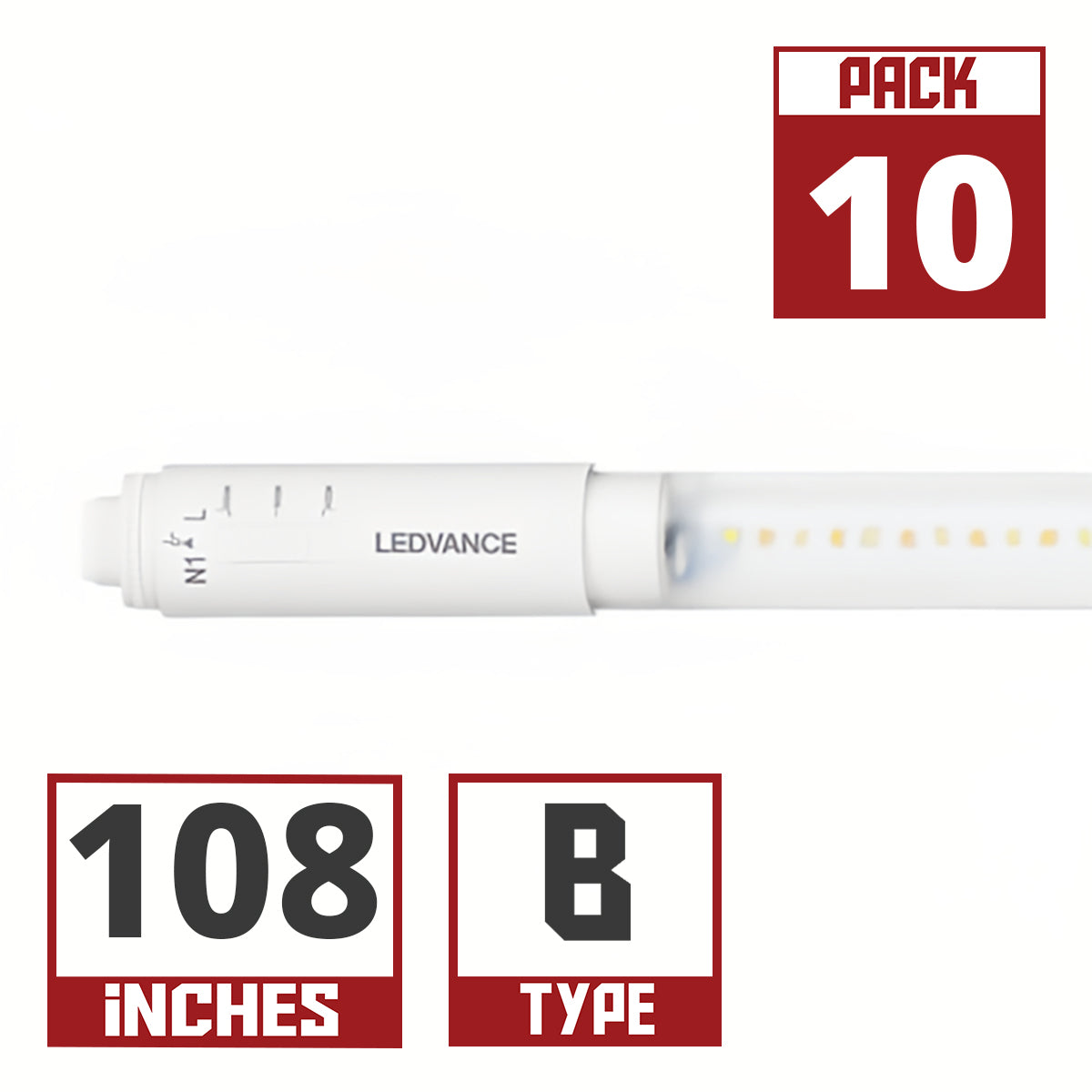360° LED T8 Sign Lamp - 108 Inch, 42W, 6000 Lumens, 4000K|5000K|6500K Color Temperature, R17D Base - Perfect for Commercial Signage, Retail Displays & Warehouse Lighting