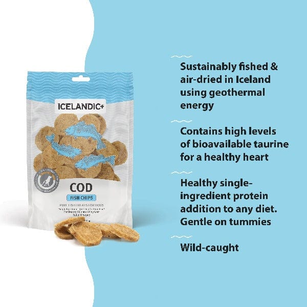 Premium Icelandic Cod Fish Chips - All-Natural Dog Treats for Training & Rewards | High-Protein, Grain-Free Snacks for Small & Large Dogs | Perfect for Outdoor Adventures & Indoor Playtime