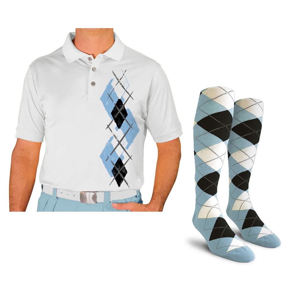 Breathable Dry Fit Short Sleeve Graphic Golf Polo Shirt with Socks for Men - Argyle Paradise Design (Sizes 4A-4Z) | Perfect for Golf Tournaments, Casual Wear & Summer Outdoor Activities