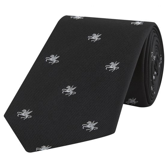 Elegant Inner Temple Crest Black & Silver Silk Tie for Men - Perfect for Formal Events, Weddings & Professional Attire