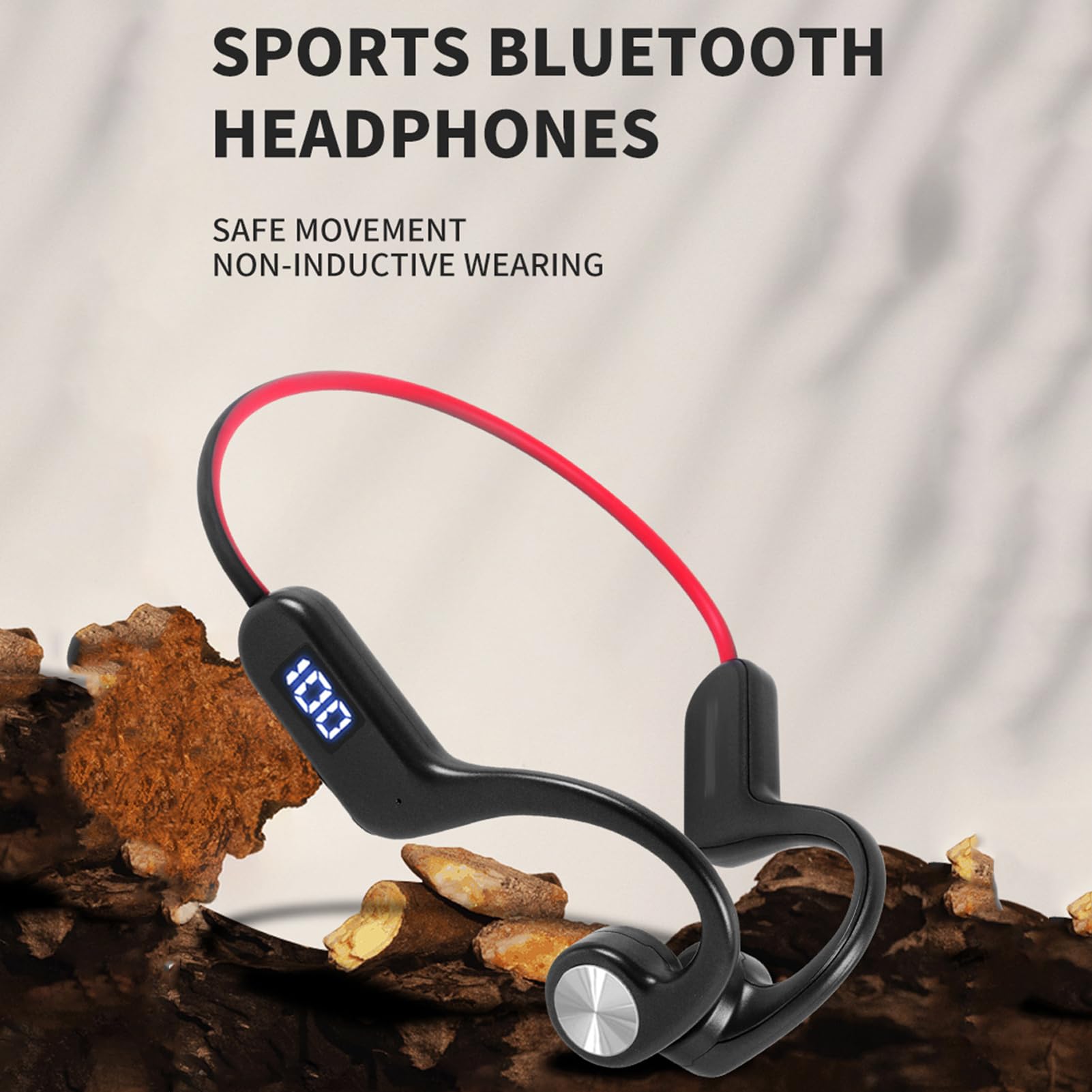 Bone Conduction Wireless Headphones IPX4 Waterproof Bluetooth 5.3 Open Ear Headphones with Noise Cancelling & Battery Display - Perfect for Running, Cycling, Hiking & Outdoor Sports
