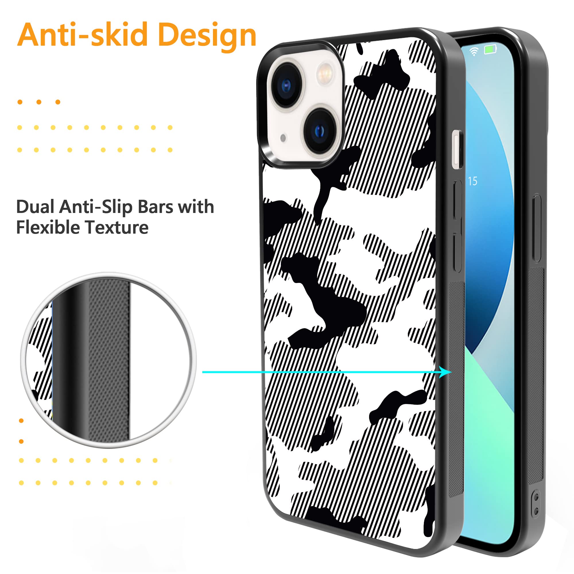Premium White & Black Camo Phone Case for iPhone 13 Pro Max - Shockproof Protective Cover for Men & Women - Perfect for Outdoor, Work, and Daily Use