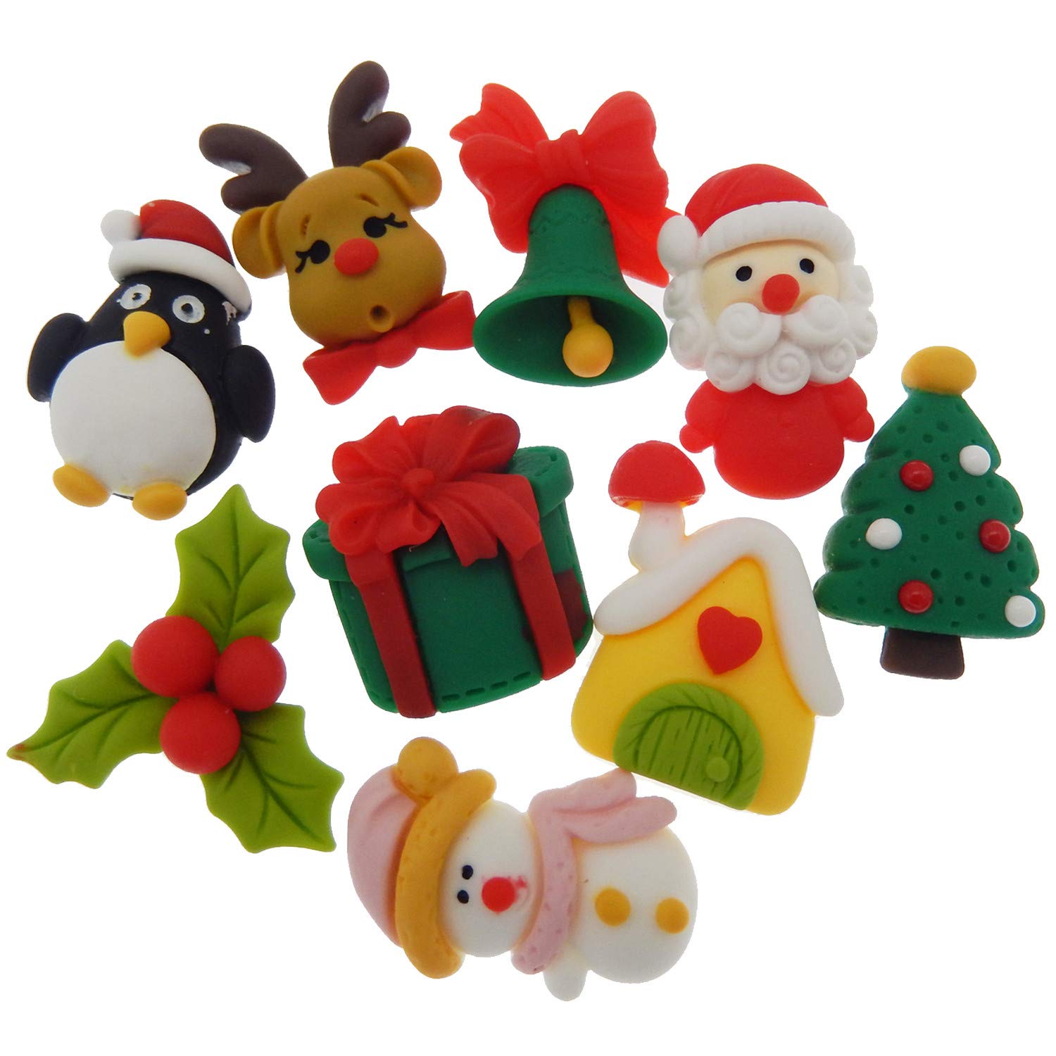 20-Pack Assorted Cartoon Christmas Series Matte Resin Flat Back Embellishments - DIY Scrapbooking, Card Making, Craft Decorations (2-3cm) - Perfect for Holiday Cards, Gift Wrapping & Home Decor
